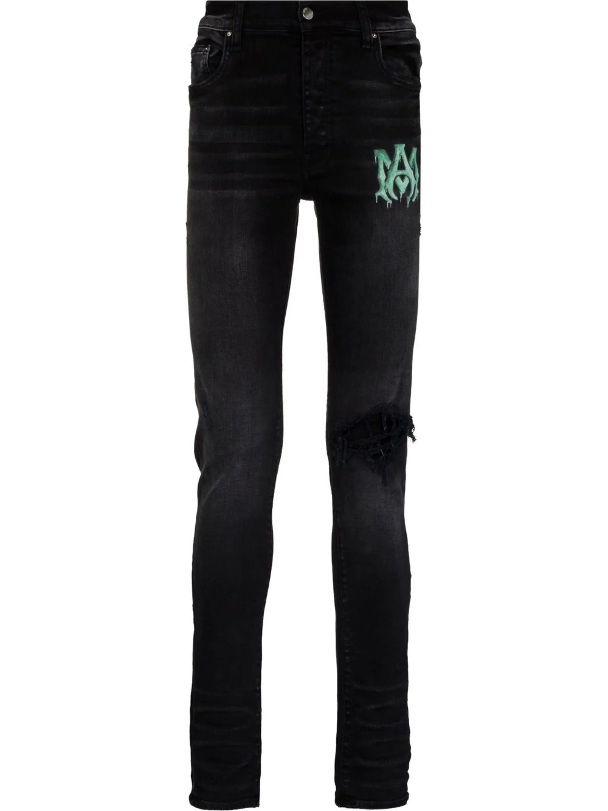 Watercolour logo-print skinny jeans