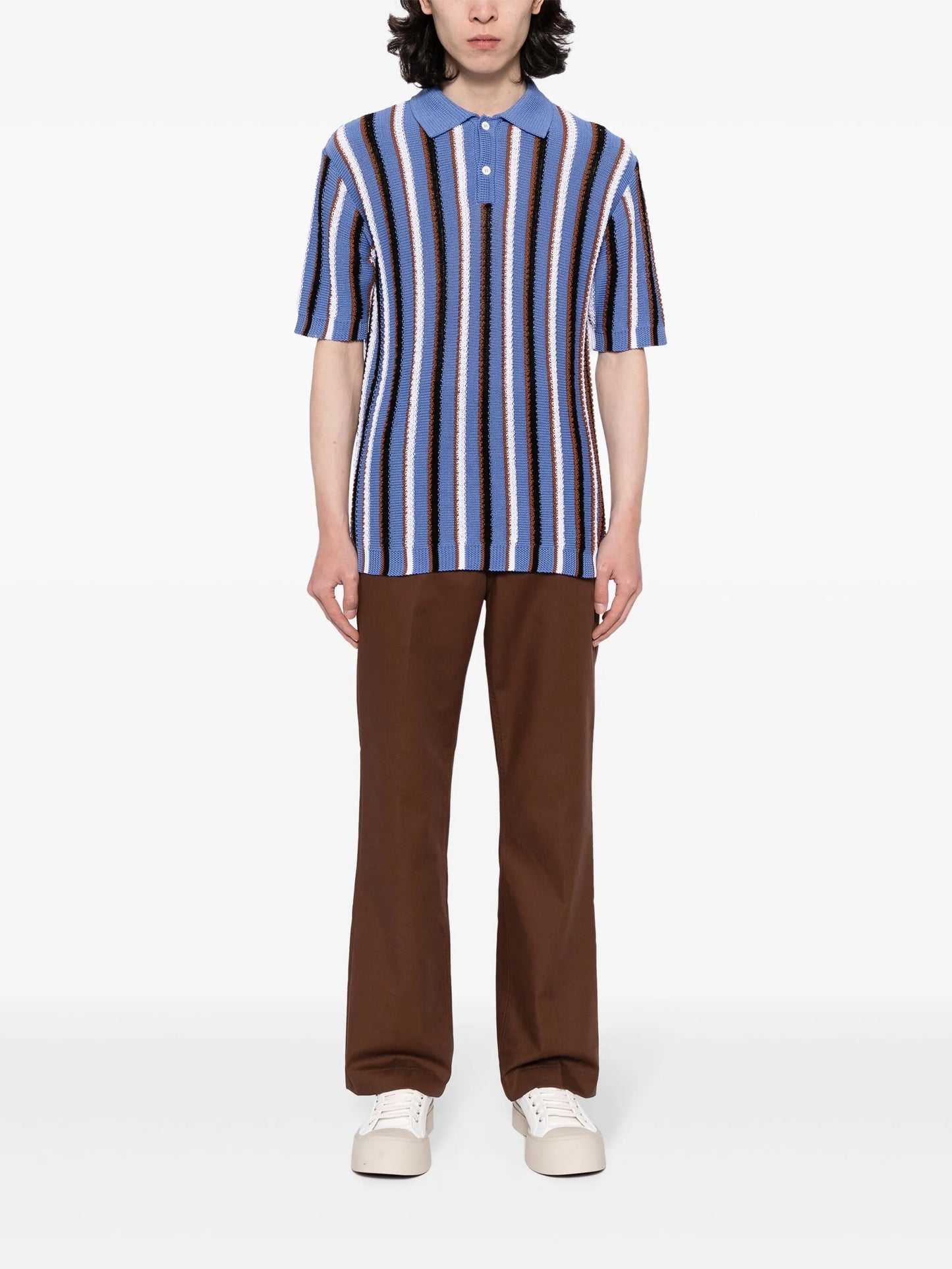 striped crochet polo shirt