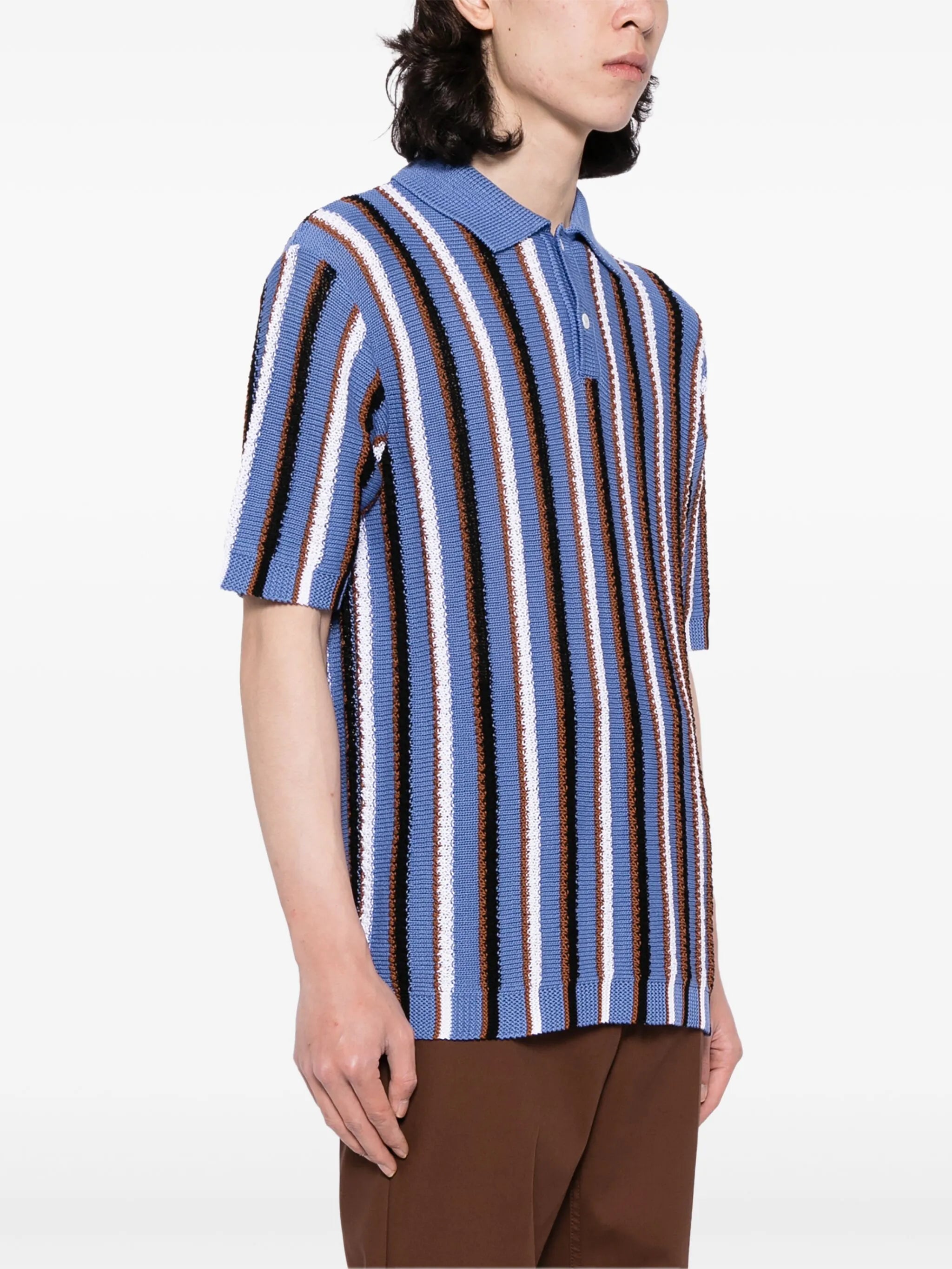 striped crochet polo shirt