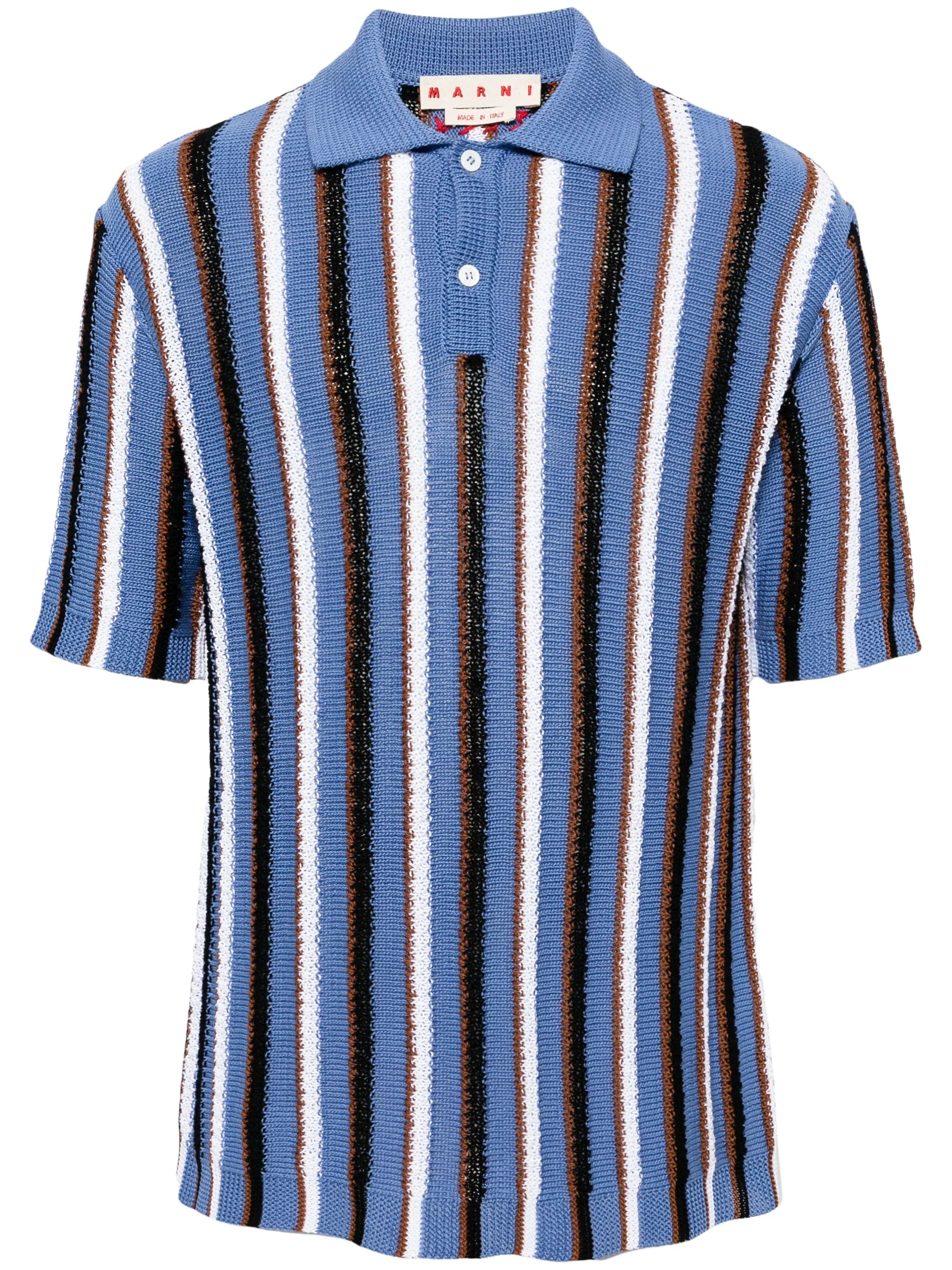 striped crochet polo shirt