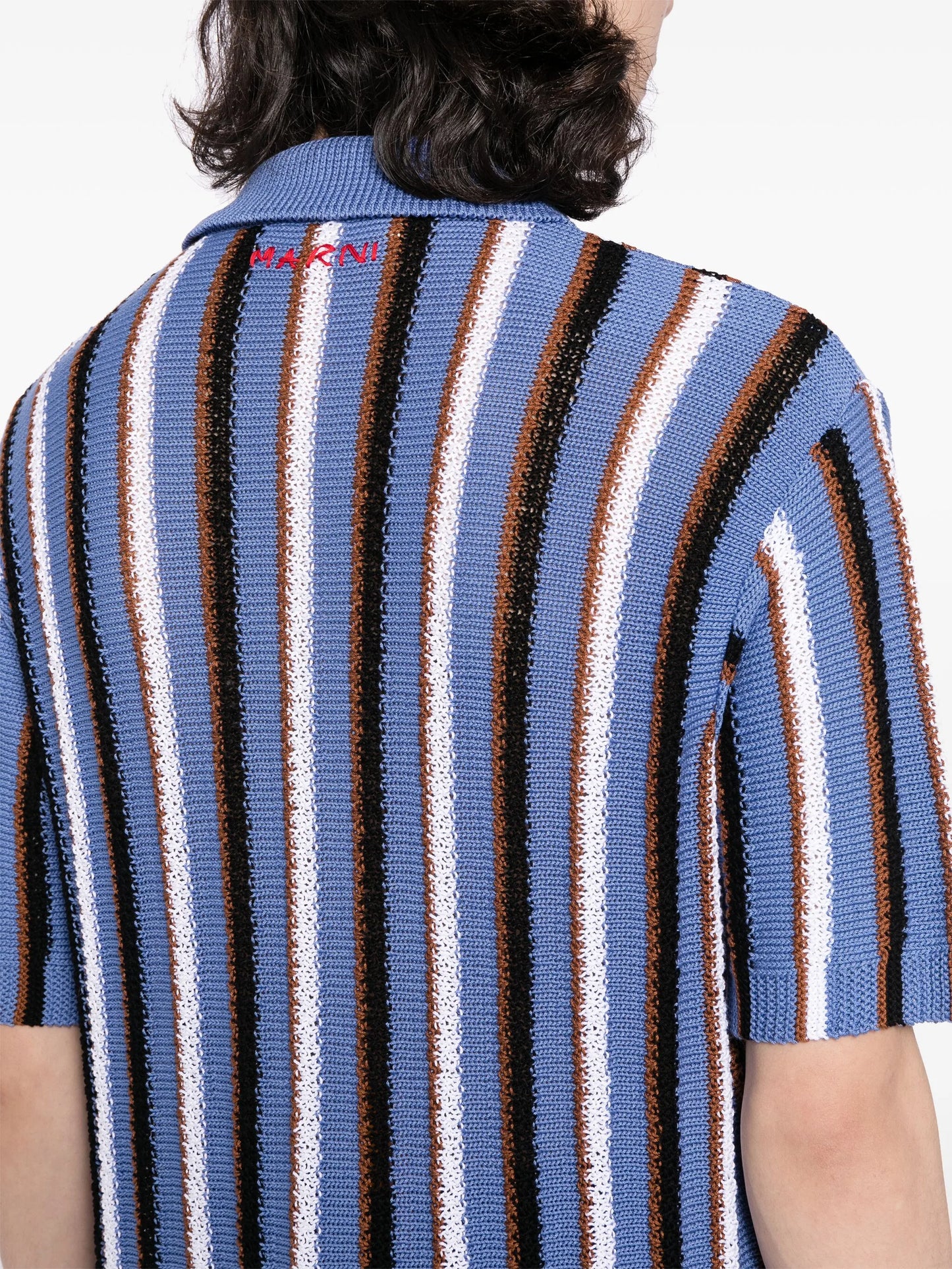 striped crochet polo shirt