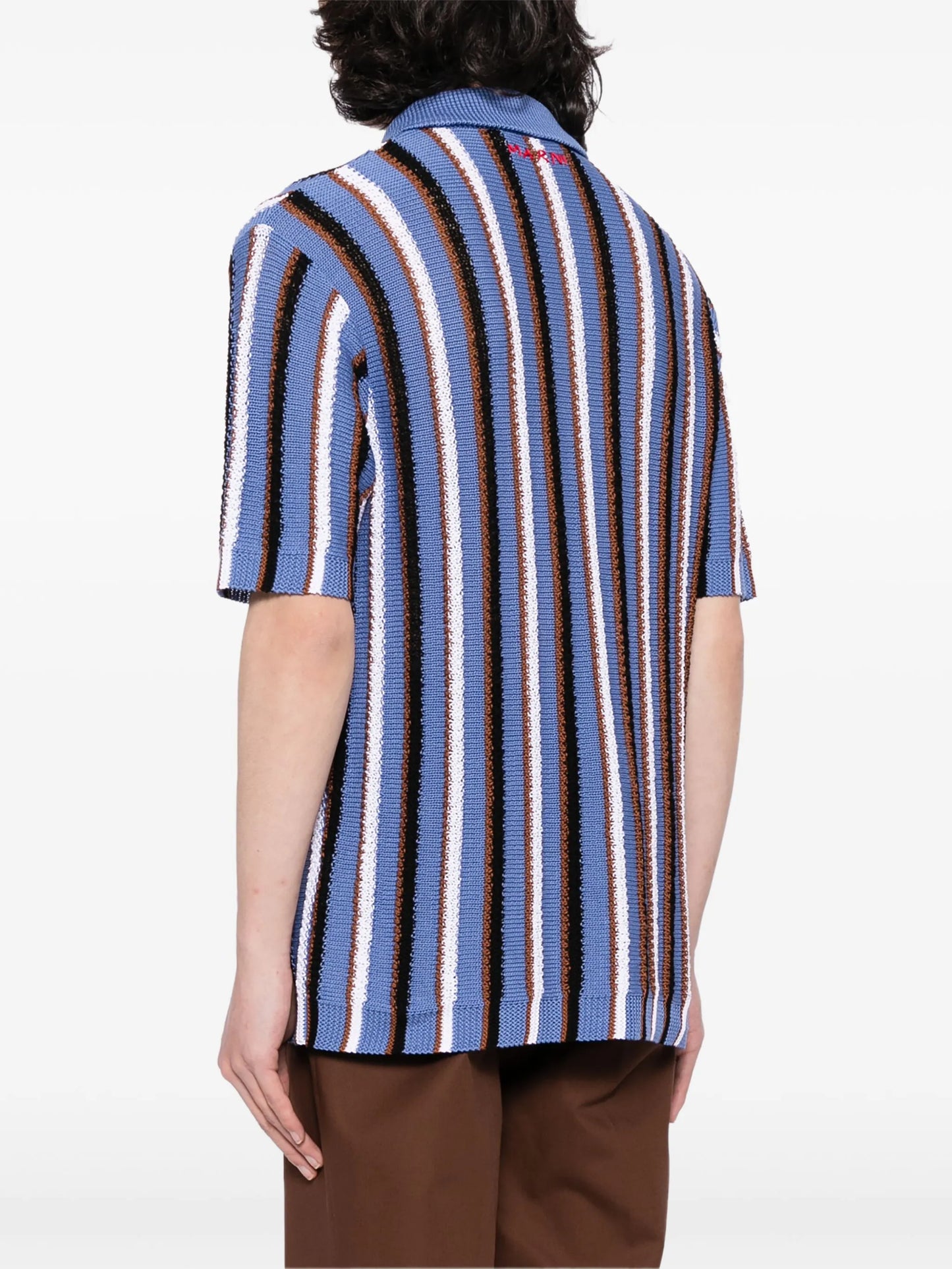 striped crochet polo shirt