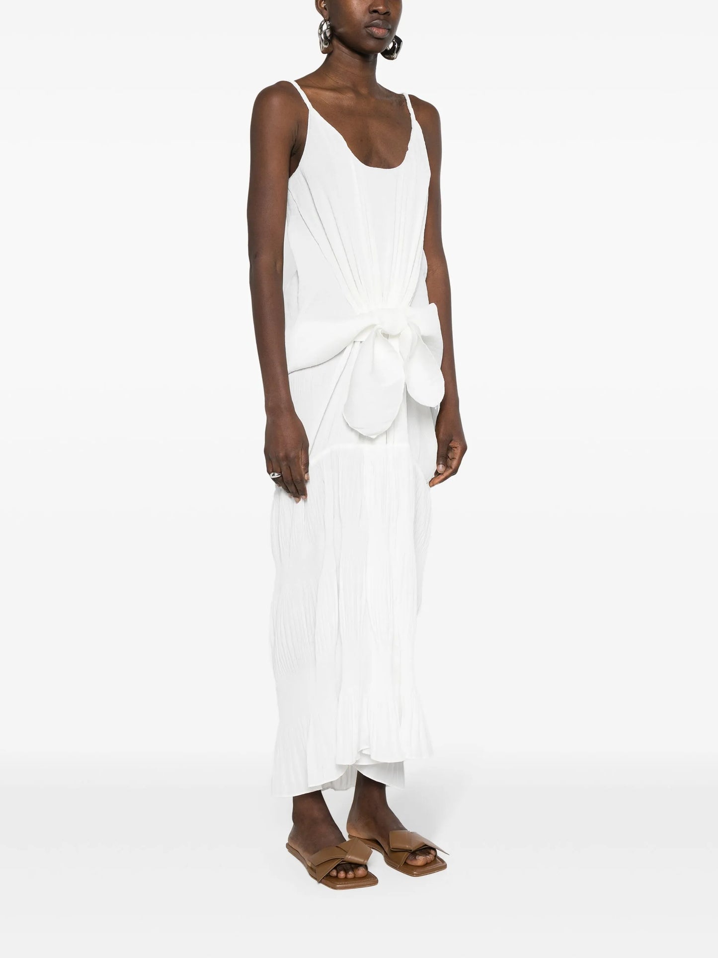 knot-detail plissé dress