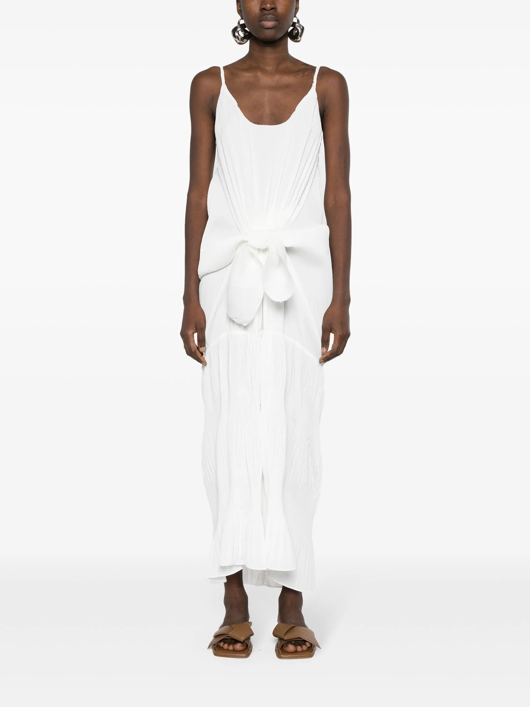knot-detail plissé dress
