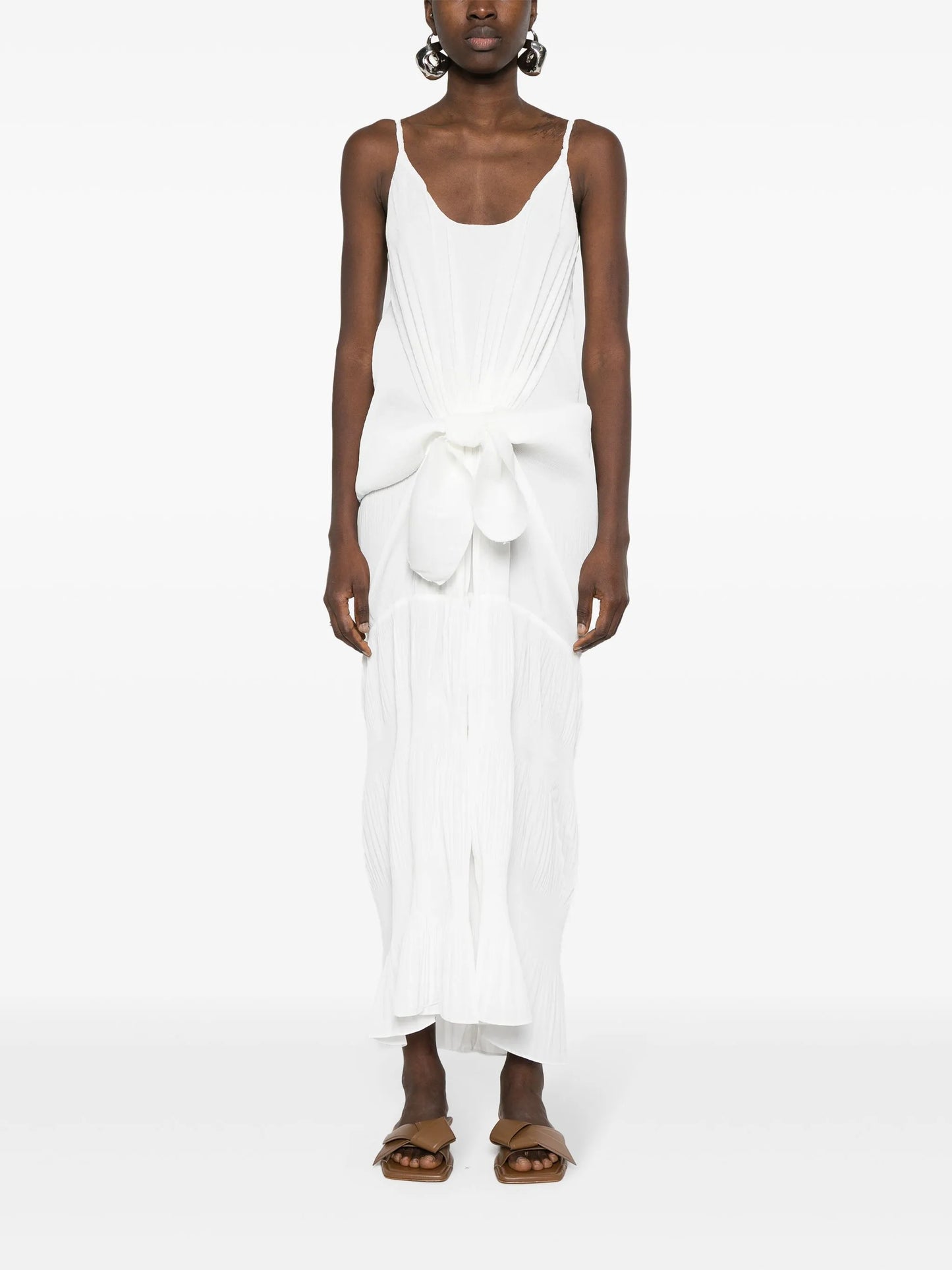 knot-detail plissé dress