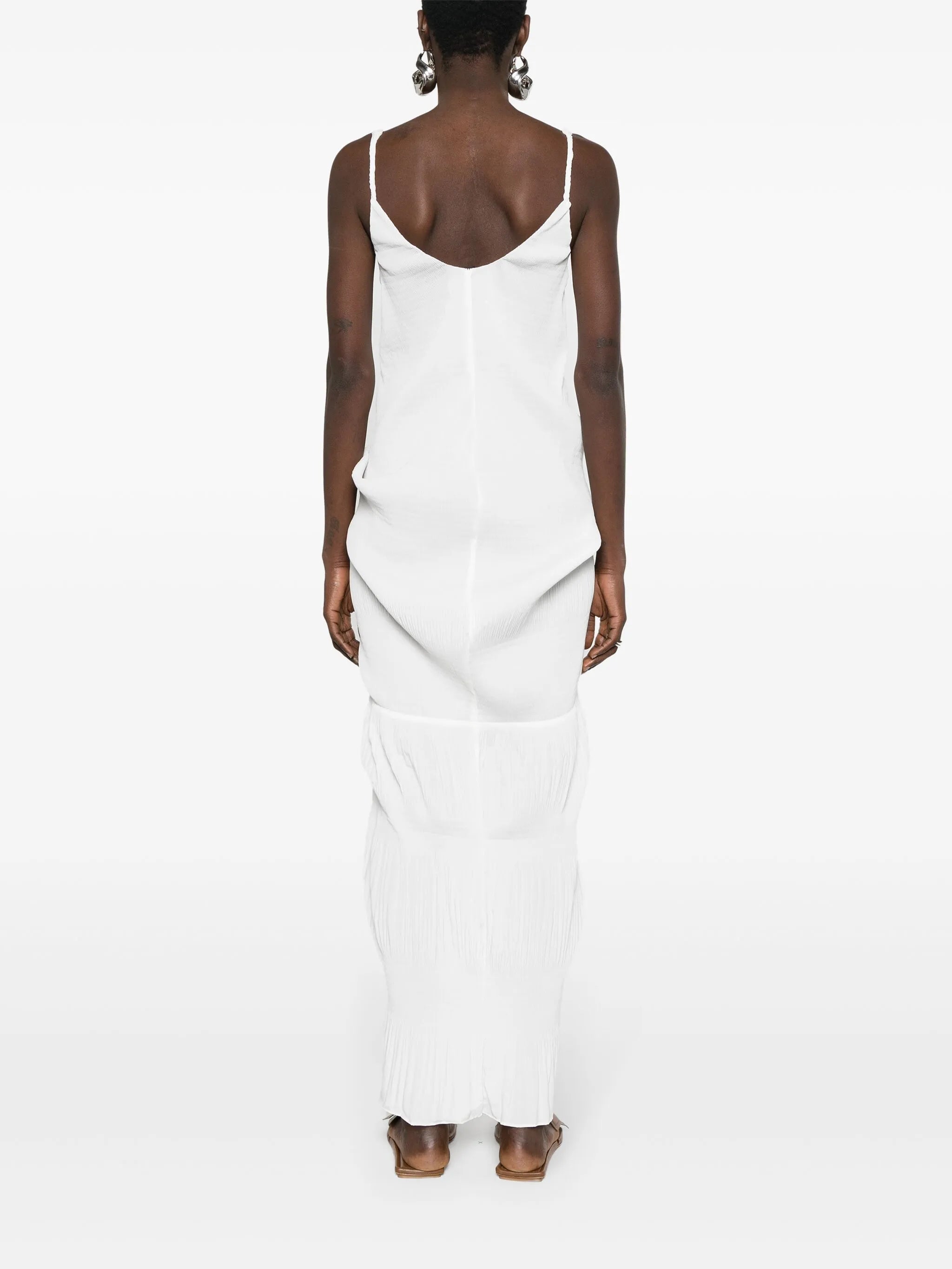 knot-detail plissé dress