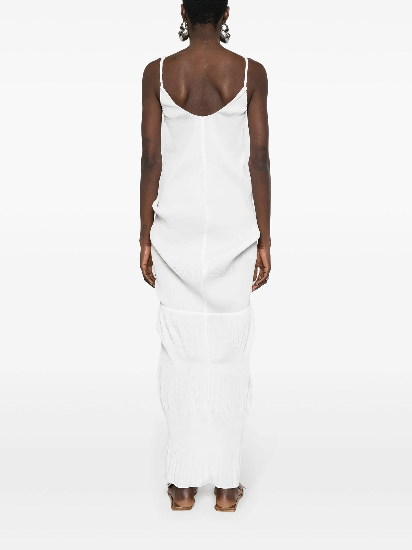 knot-detail plissé dress