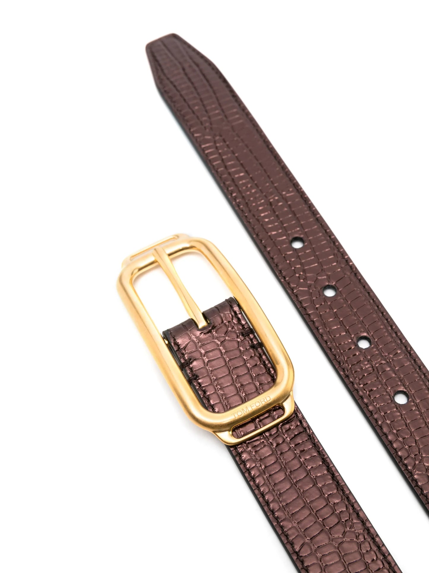 embossed-crocodile leather belt