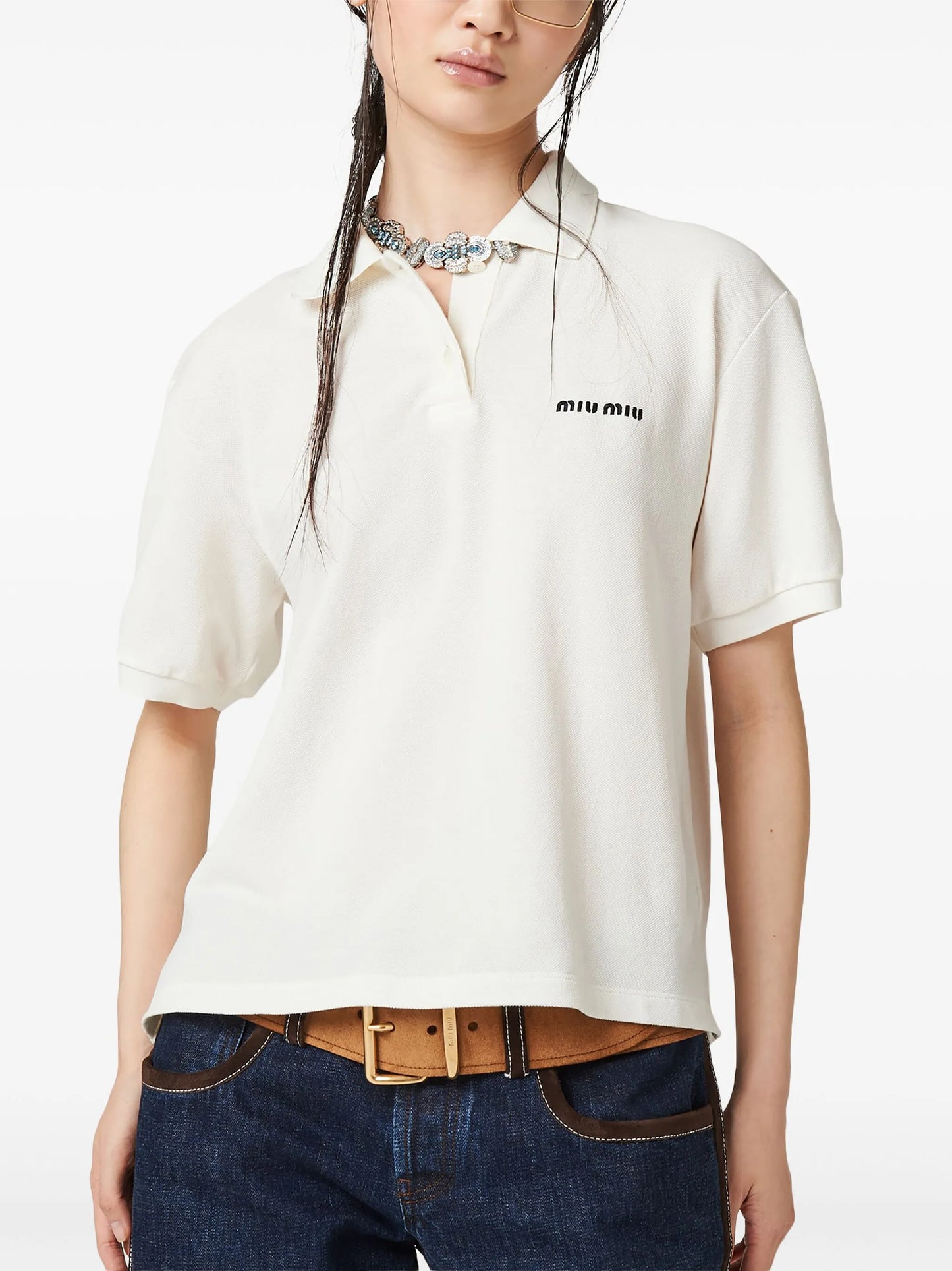 logo-print short-sleeve polo top