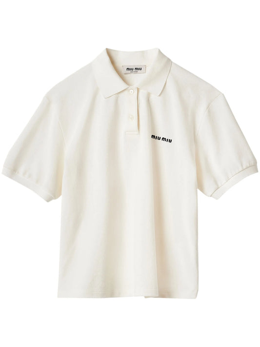 logo-print short-sleeve polo top