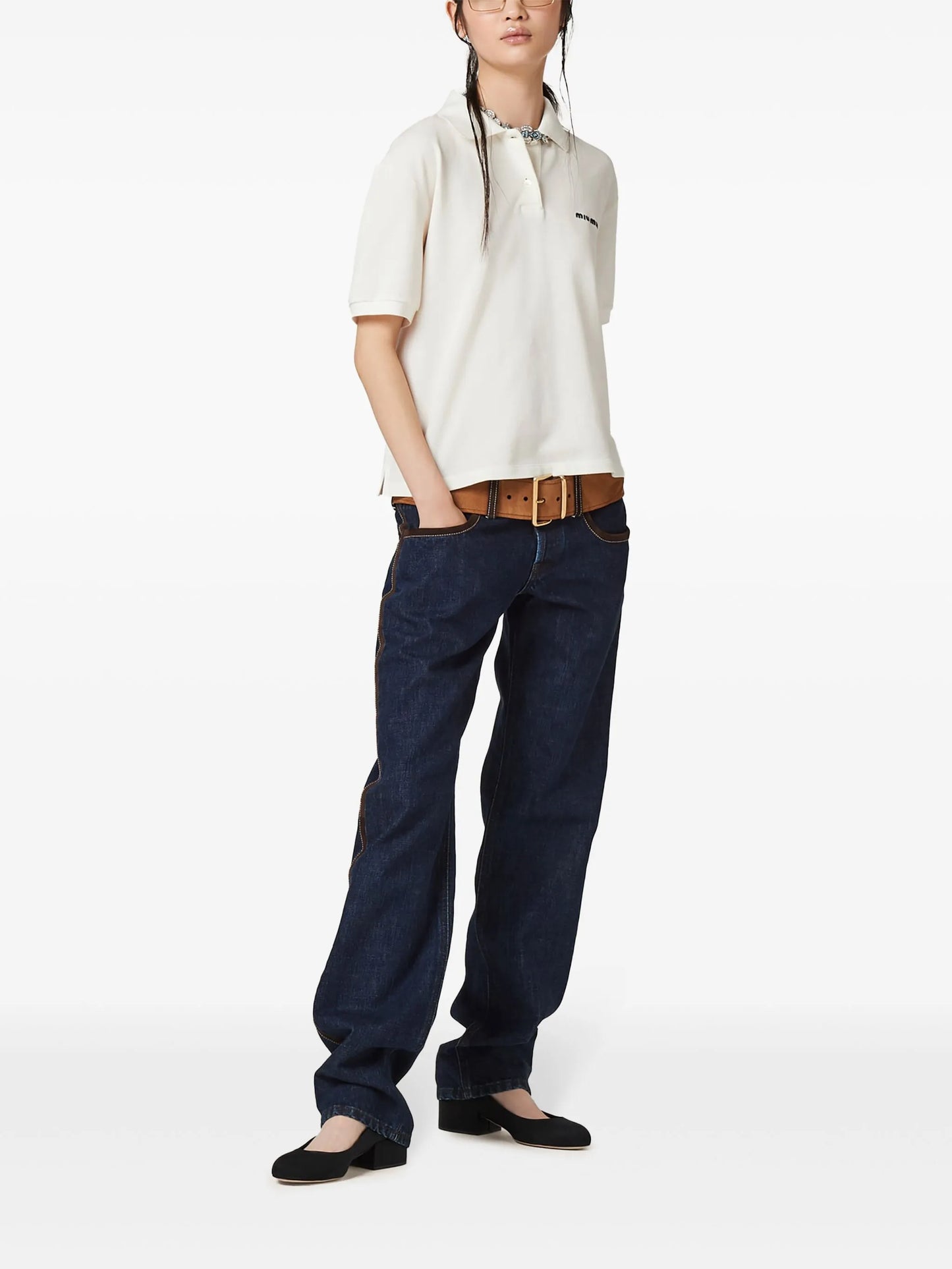 logo-print short-sleeve polo top