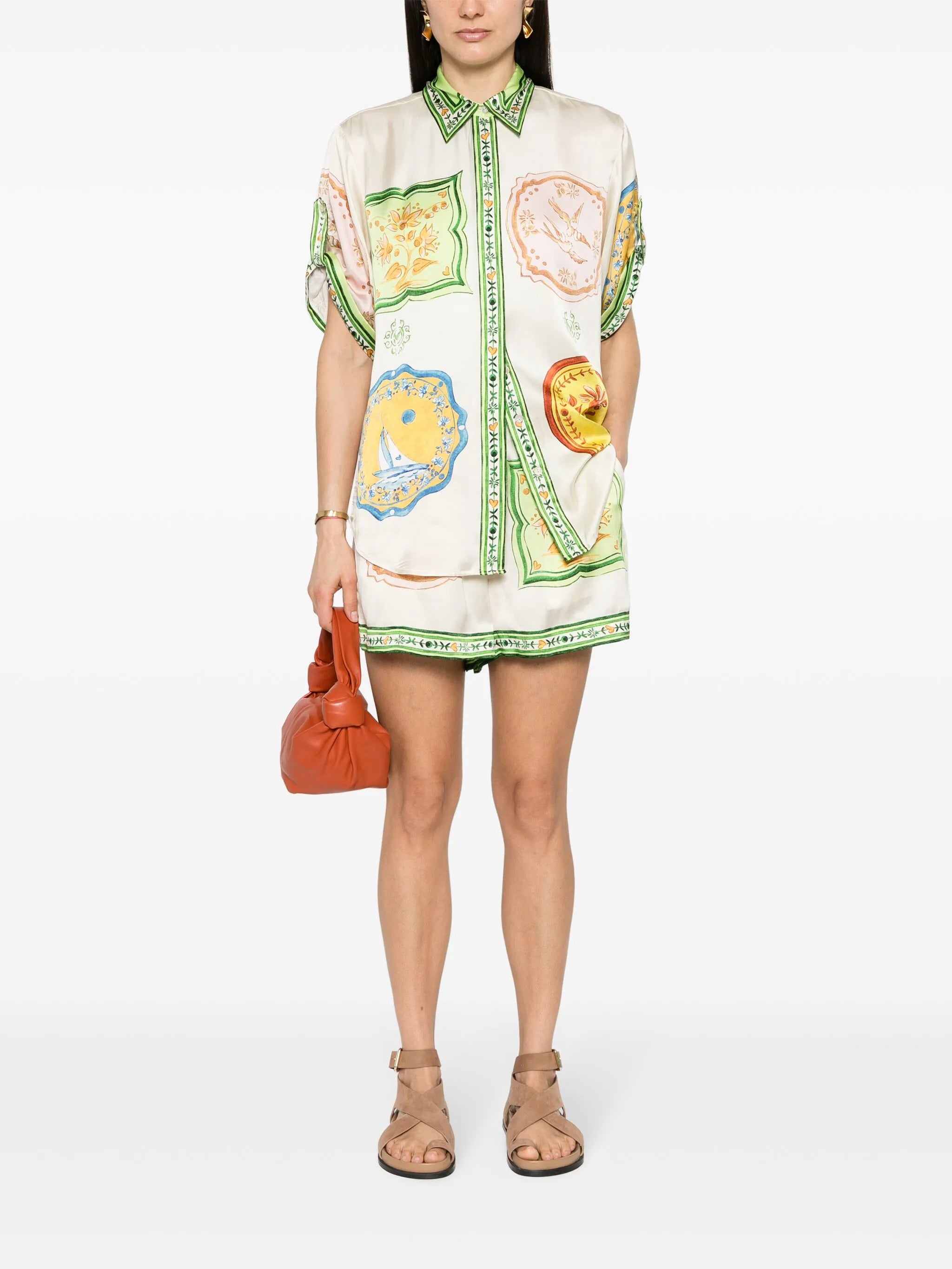 Porcelain silk shorts