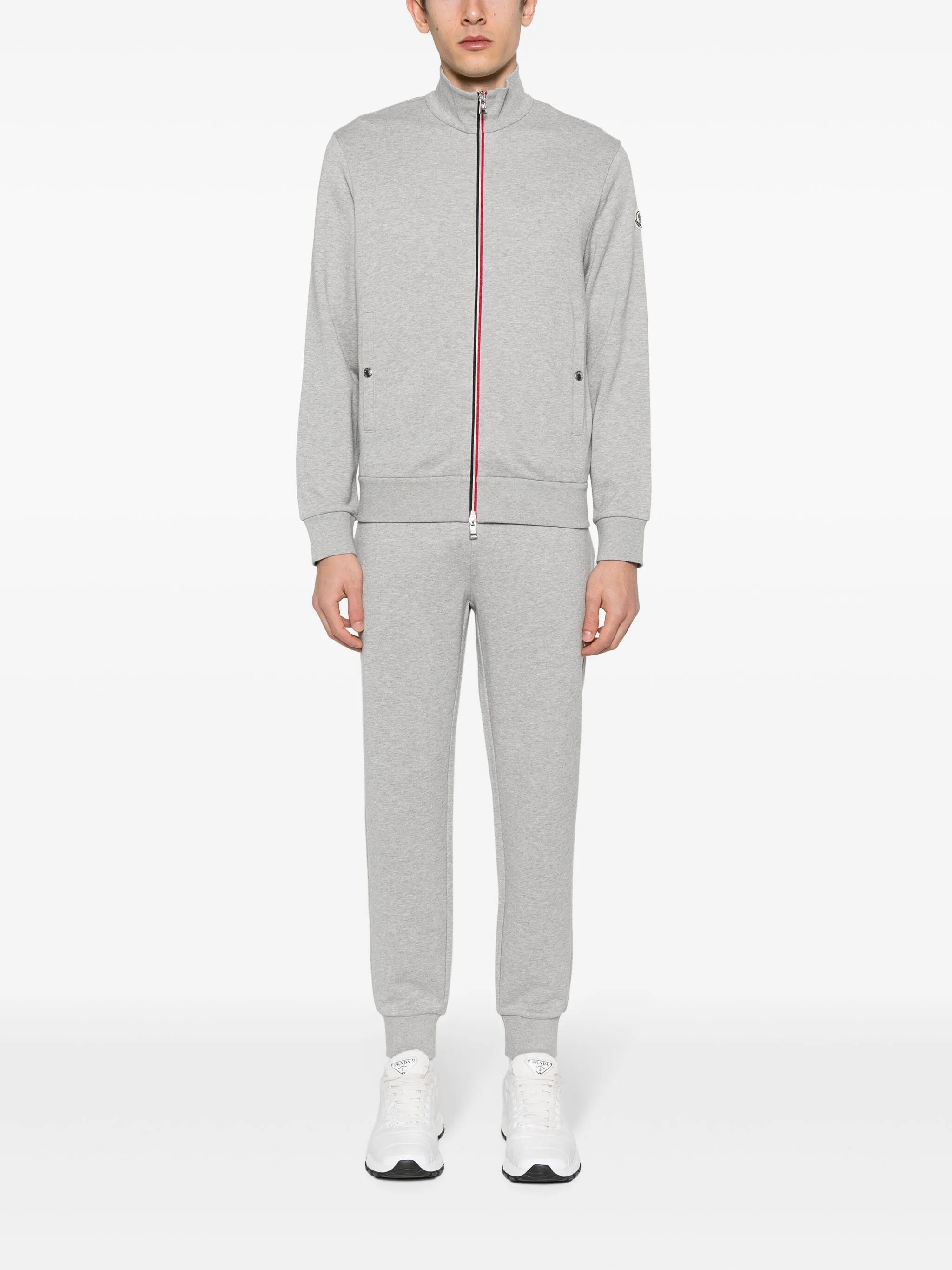 mélange-effect cotton track pants