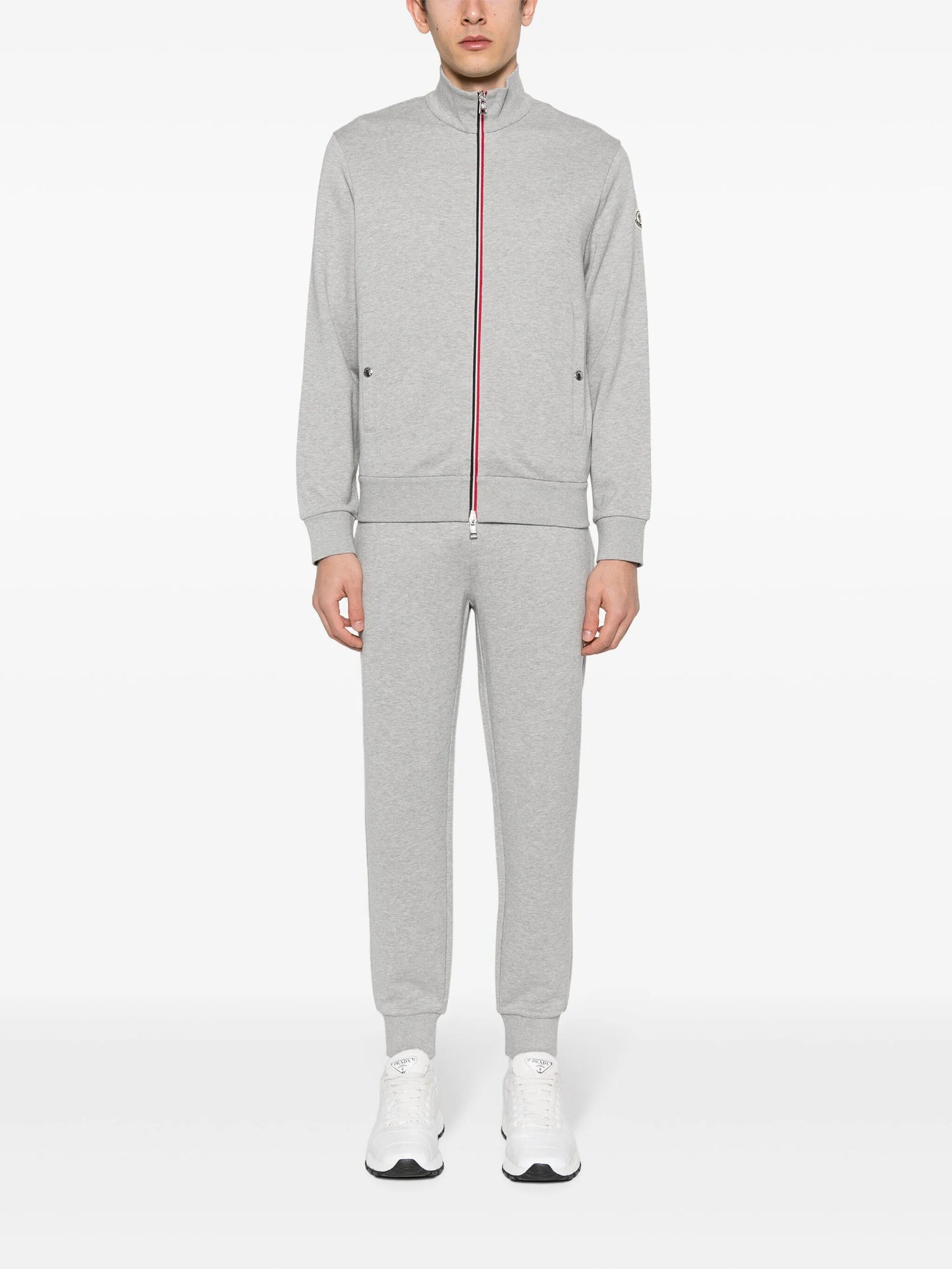 mélange-effect cotton track pants
