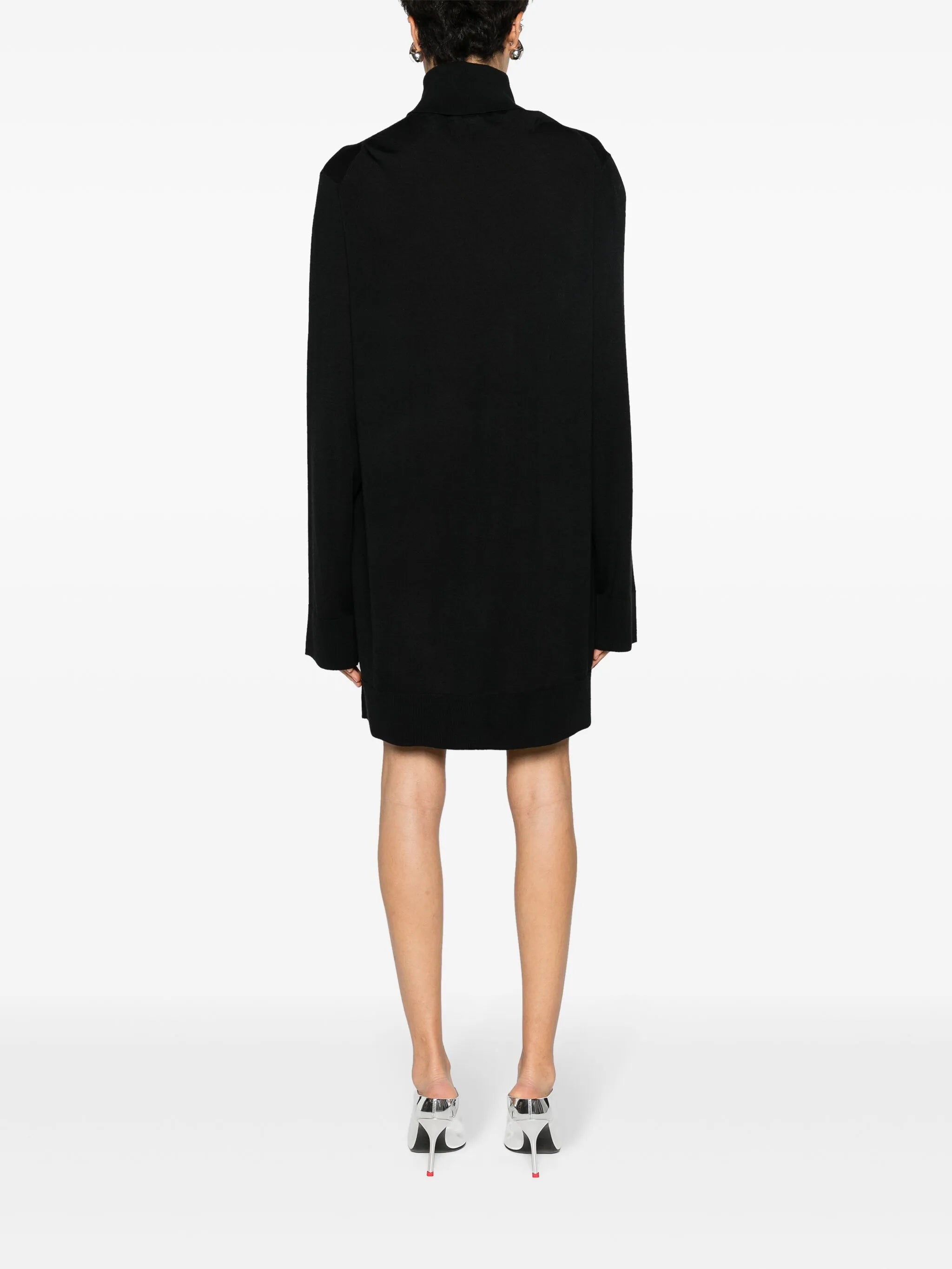 roll-neck wool-blend minidress