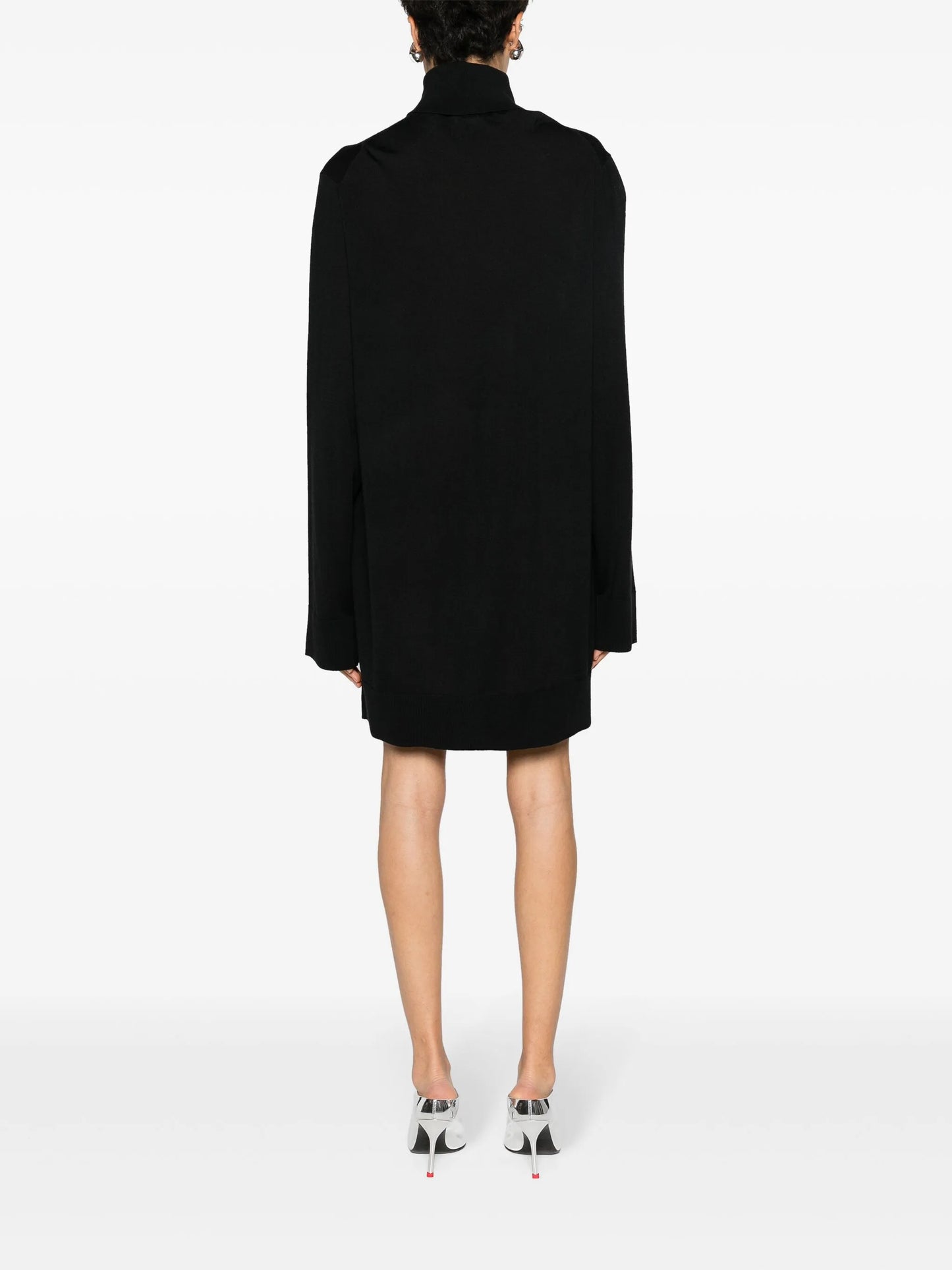 roll-neck wool-blend minidress