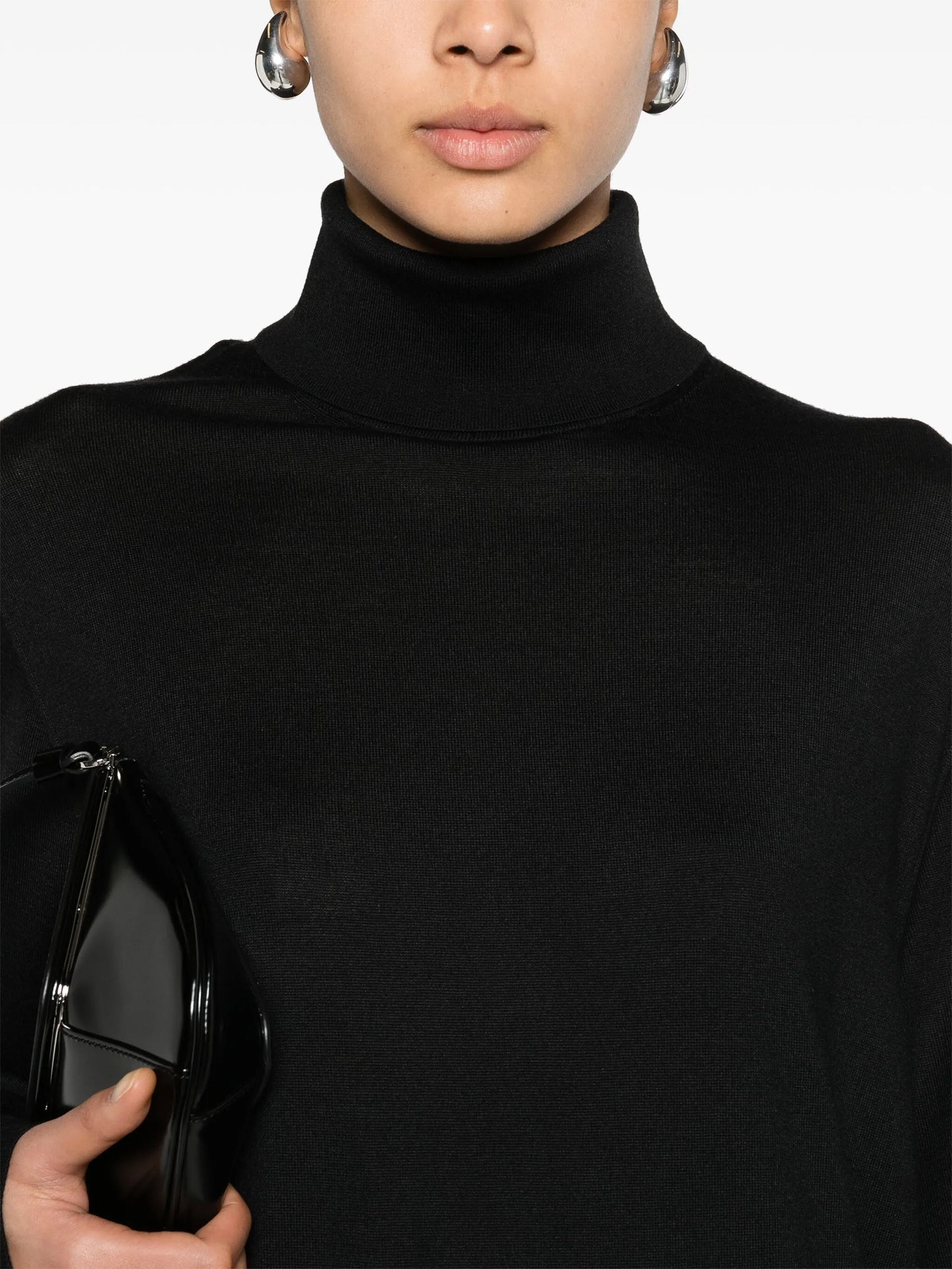 roll-neck wool-blend minidress