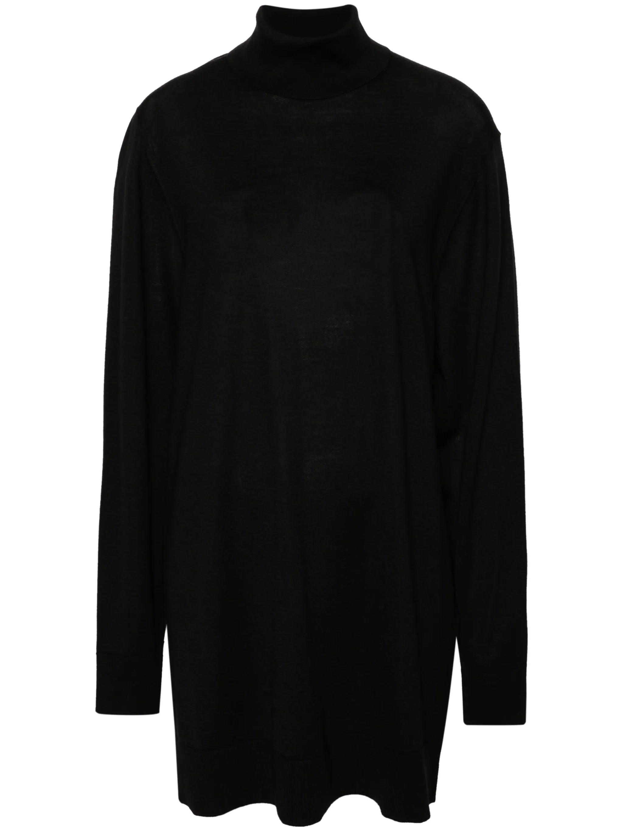 roll-neck wool-blend minidress