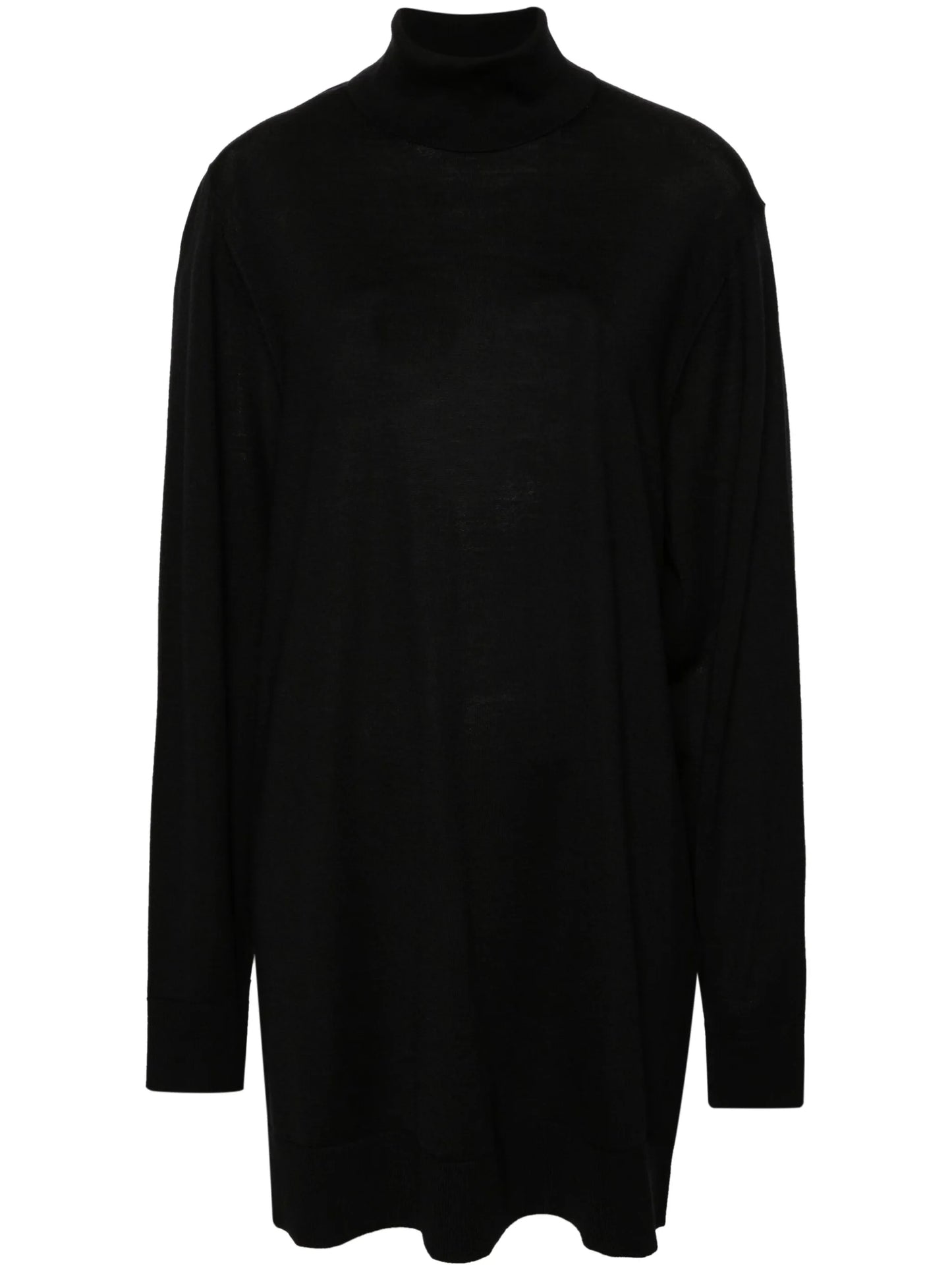 roll-neck wool-blend minidress