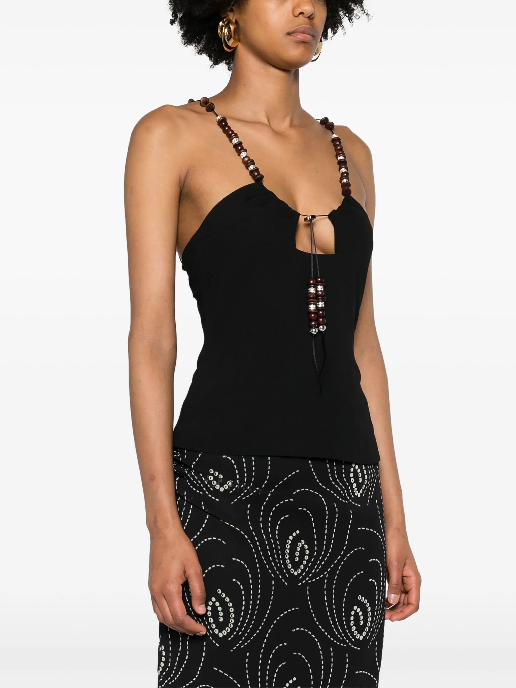Solarte beaded crepe blouse