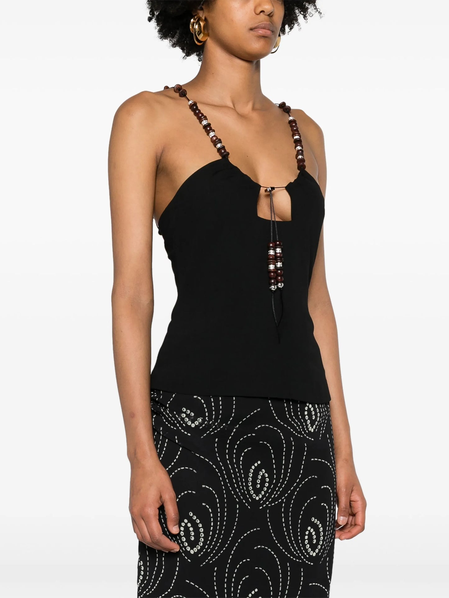 Solarte beaded crepe blouse
