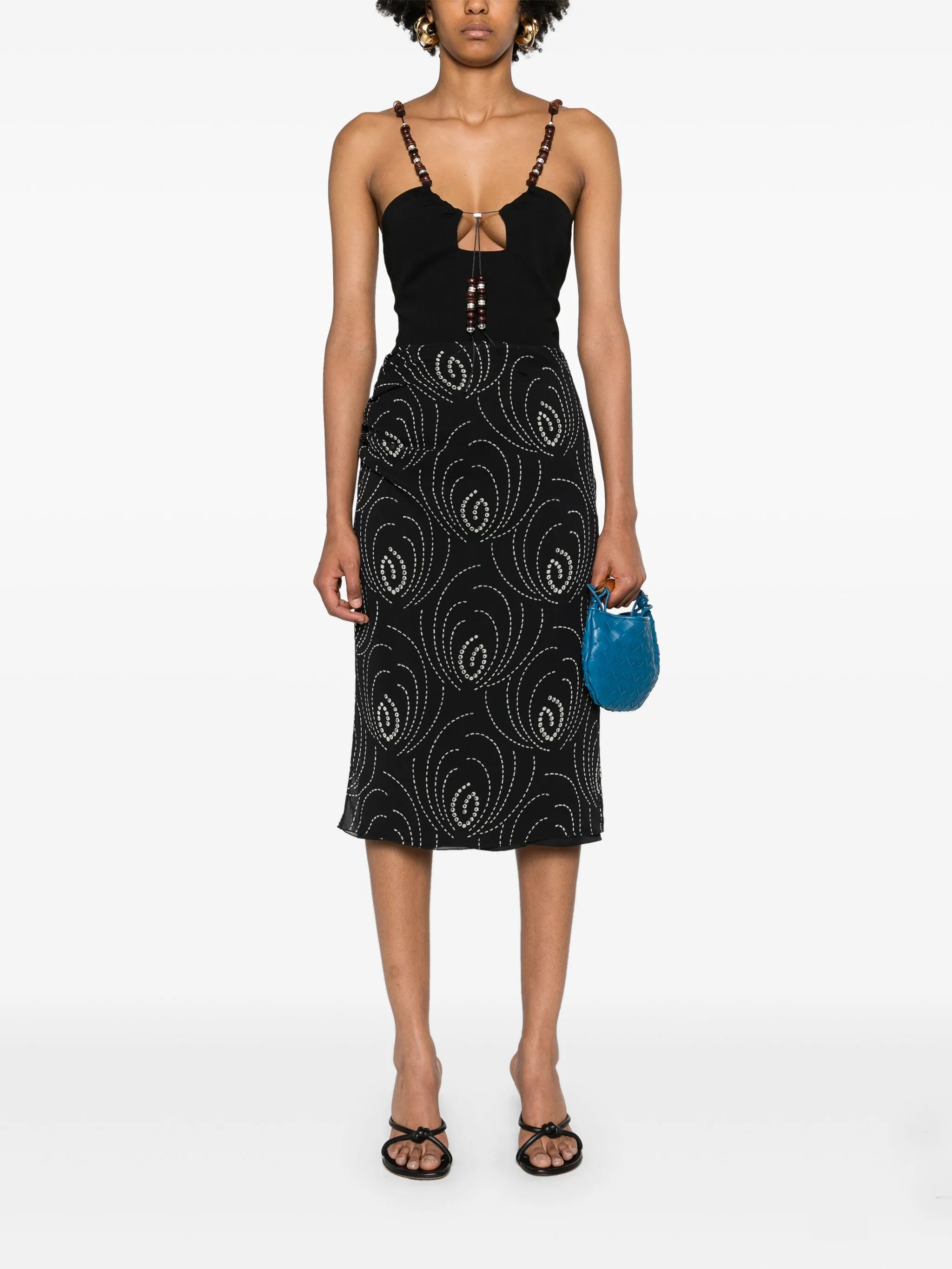 Solarte beaded crepe blouse