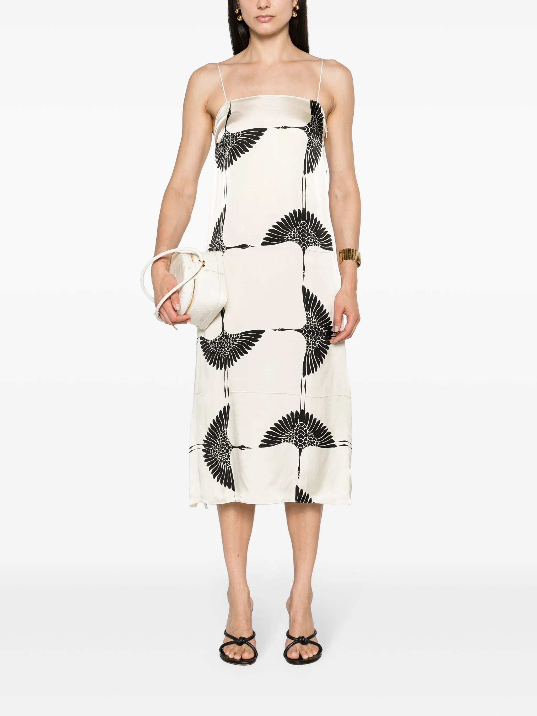 Sicily Crane-print midi dress