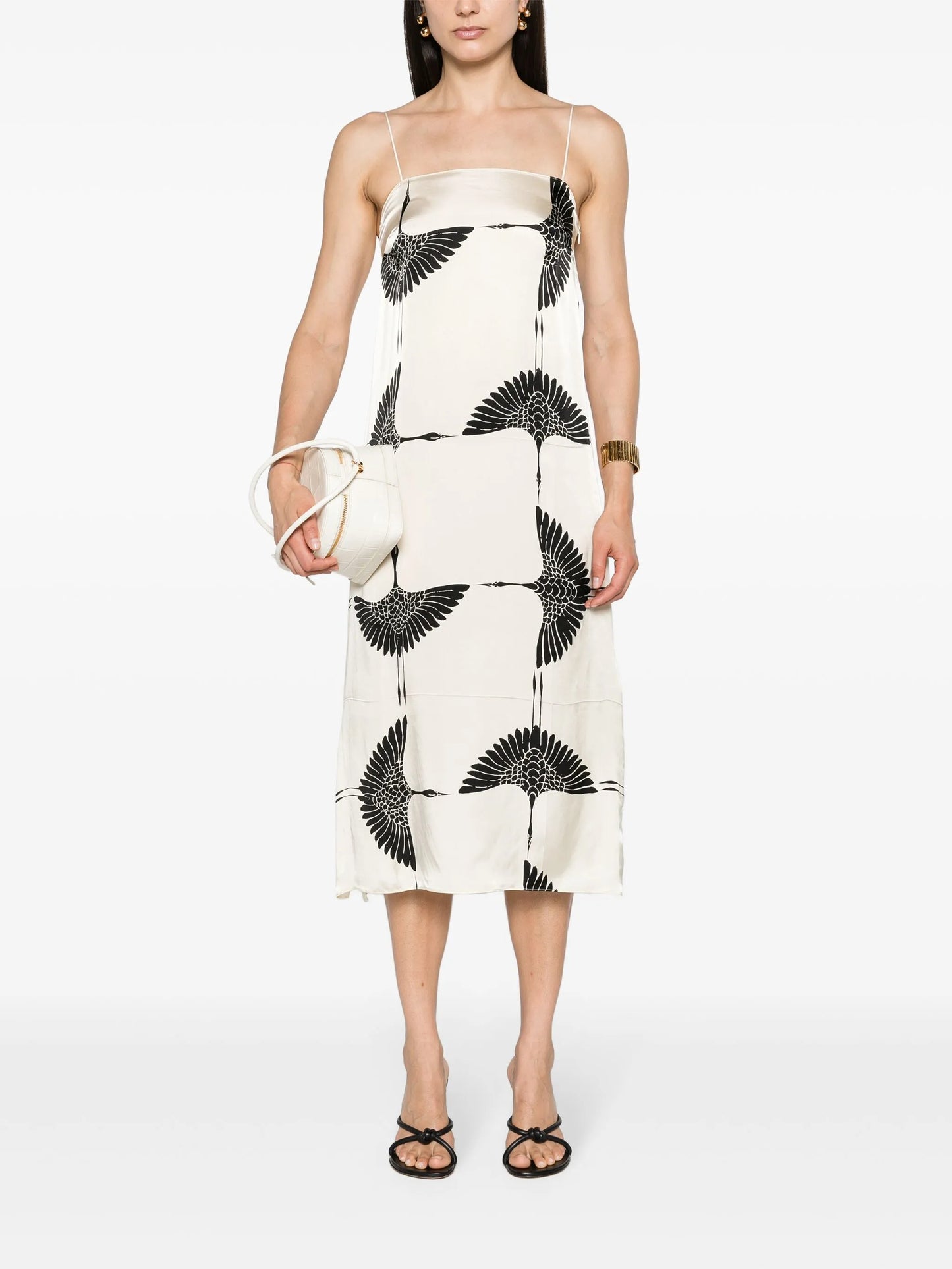 Sicily Crane-print midi dress