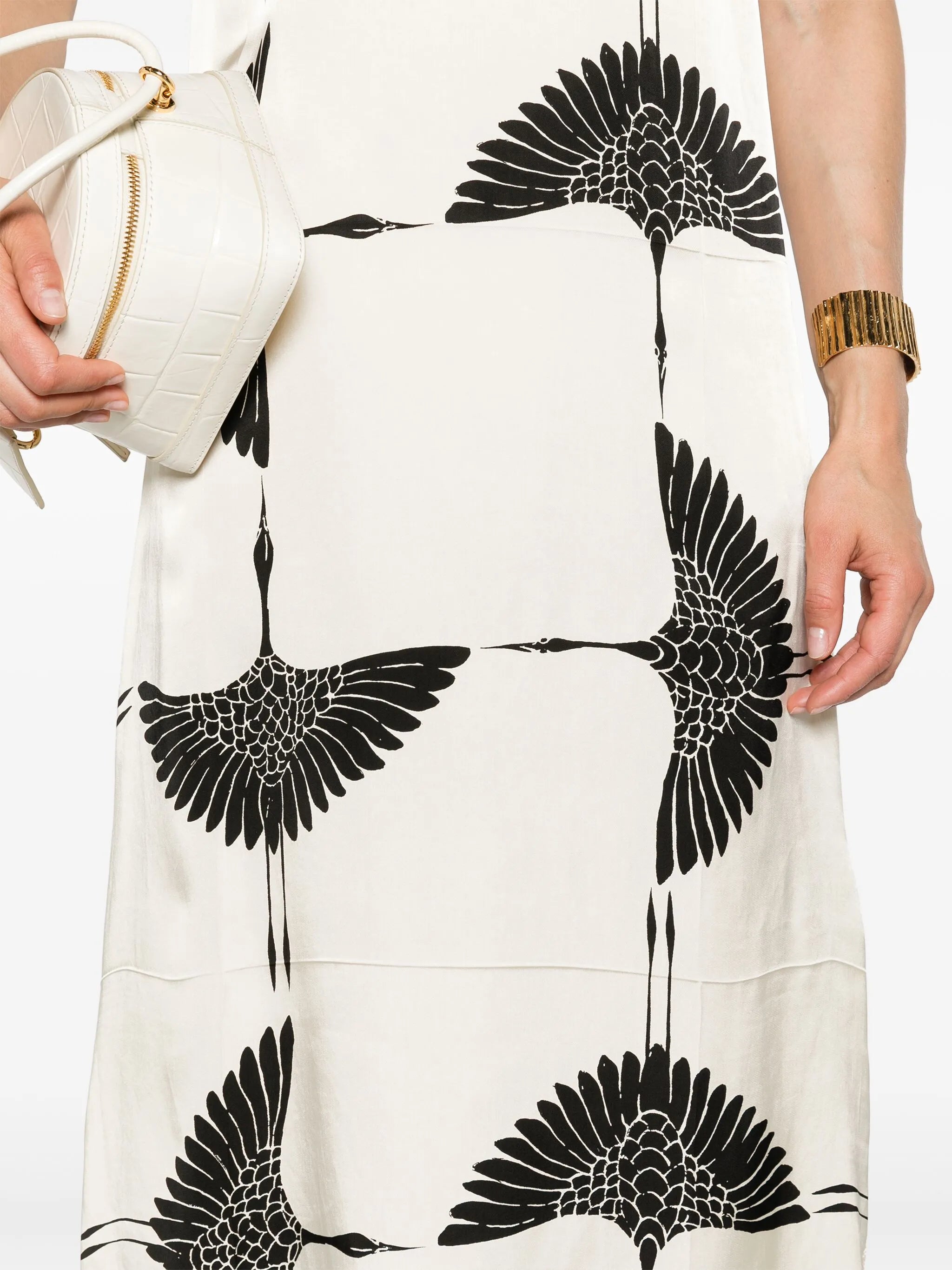 Sicily Crane-print midi dress