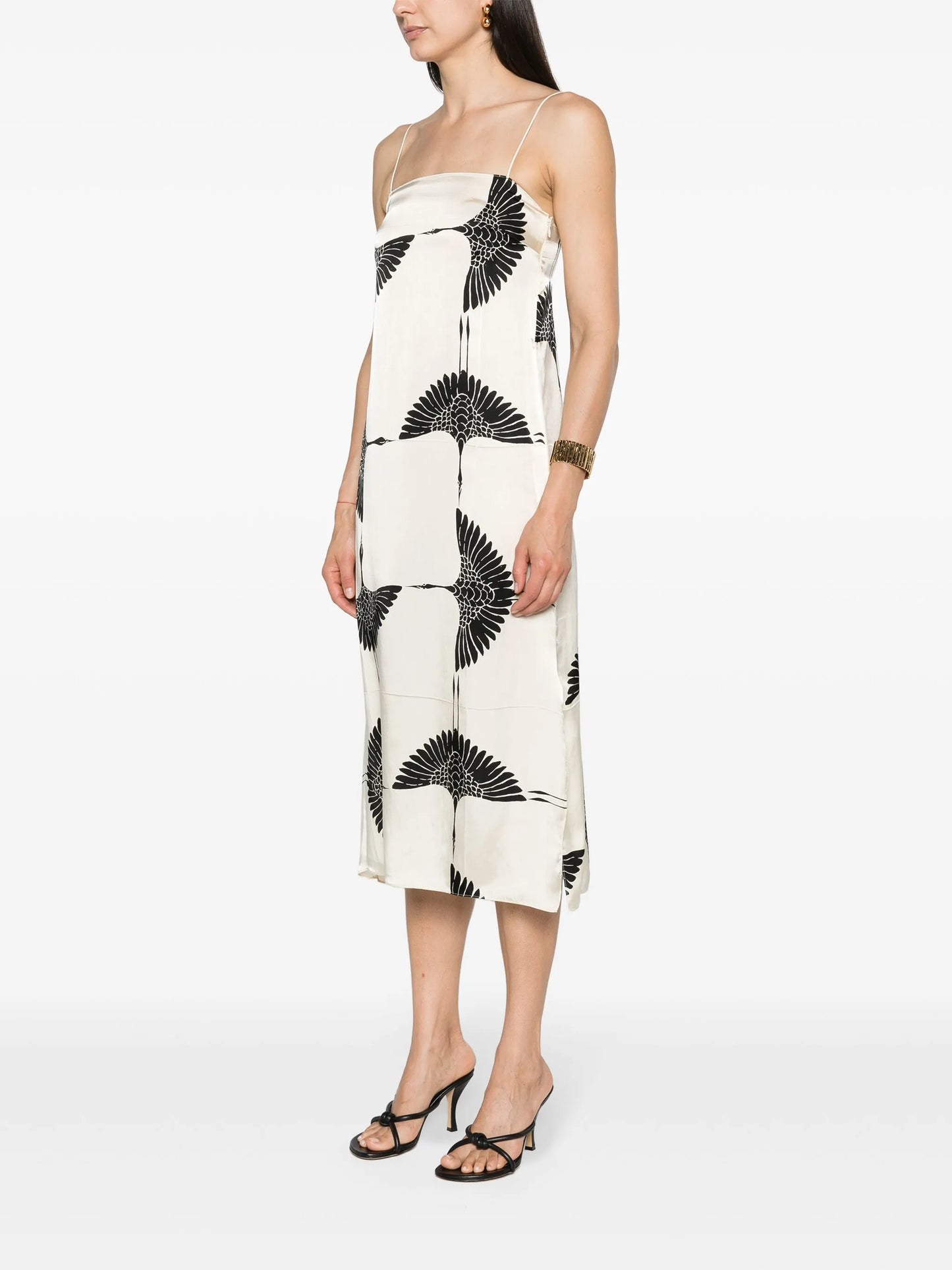 Sicily Crane-print midi dress