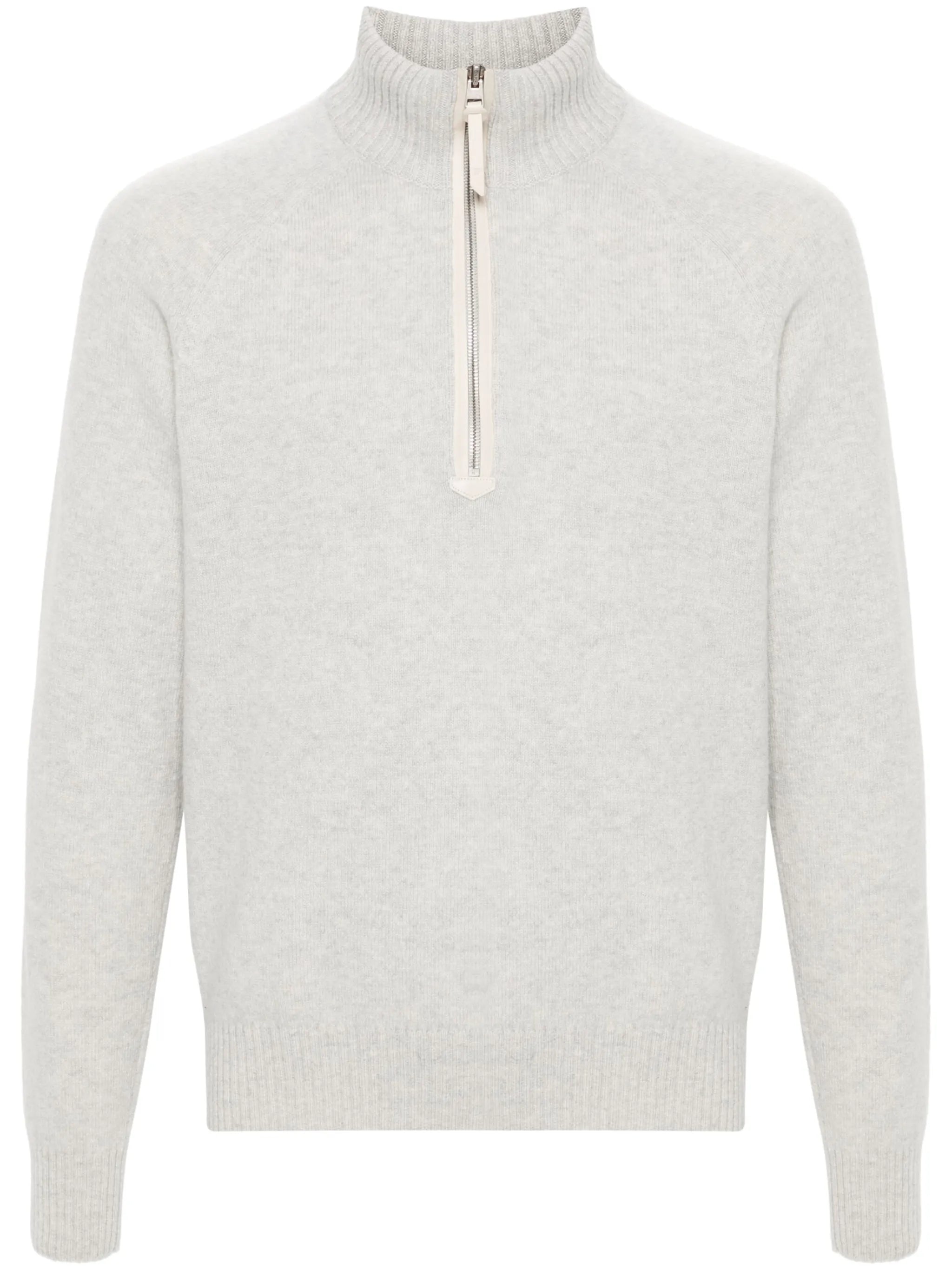 mélange-effect zip-up jumper
