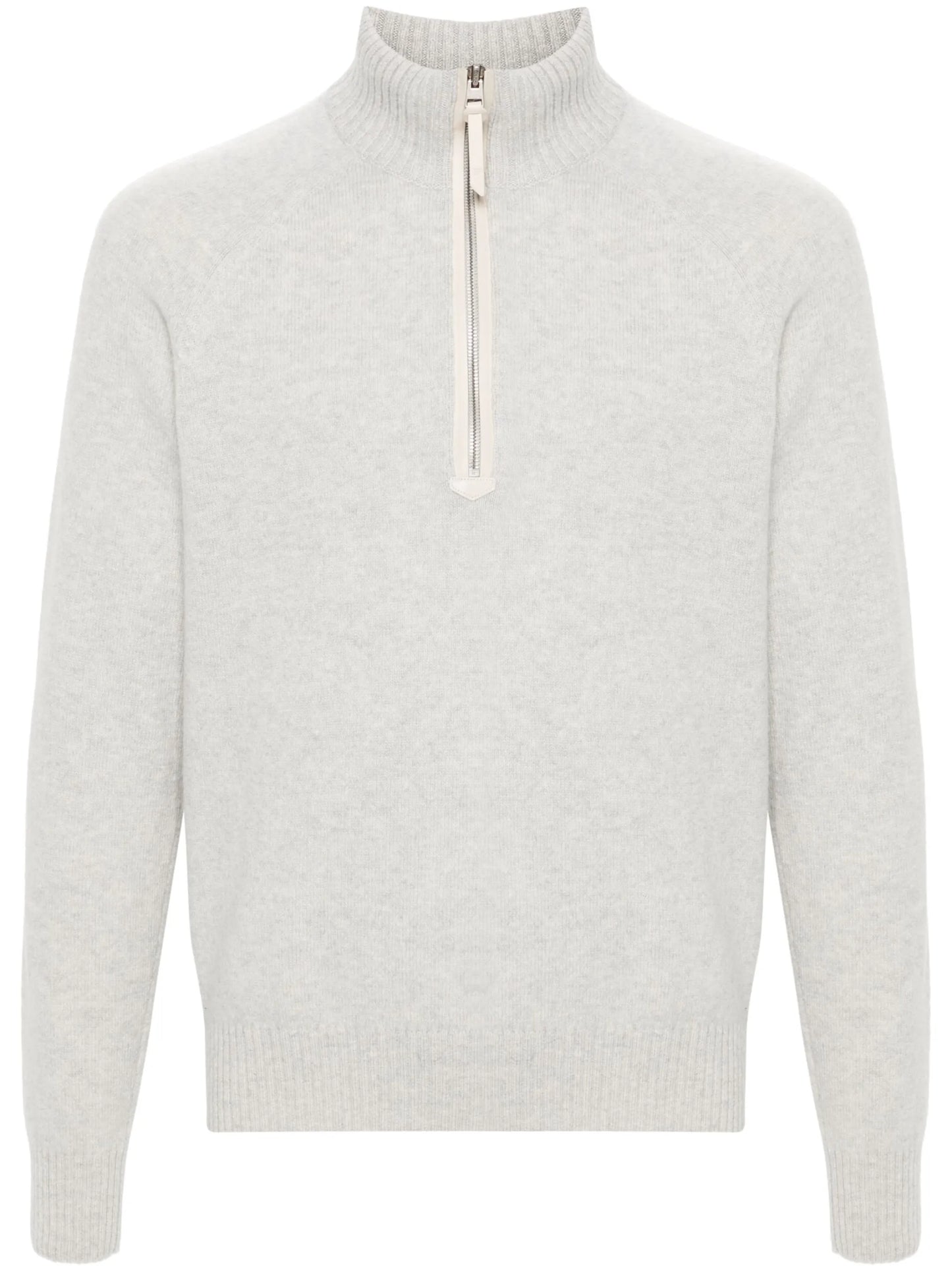 mélange-effect zip-up jumper