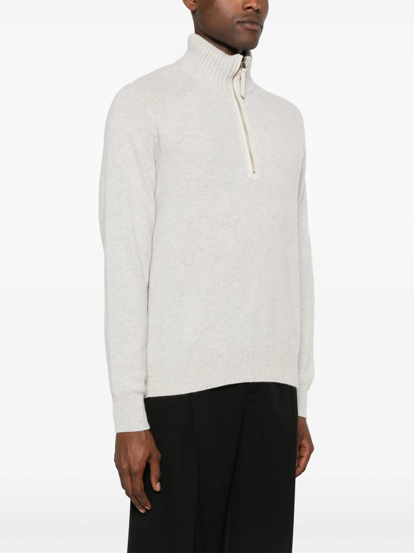 mélange-effect zip-up jumper