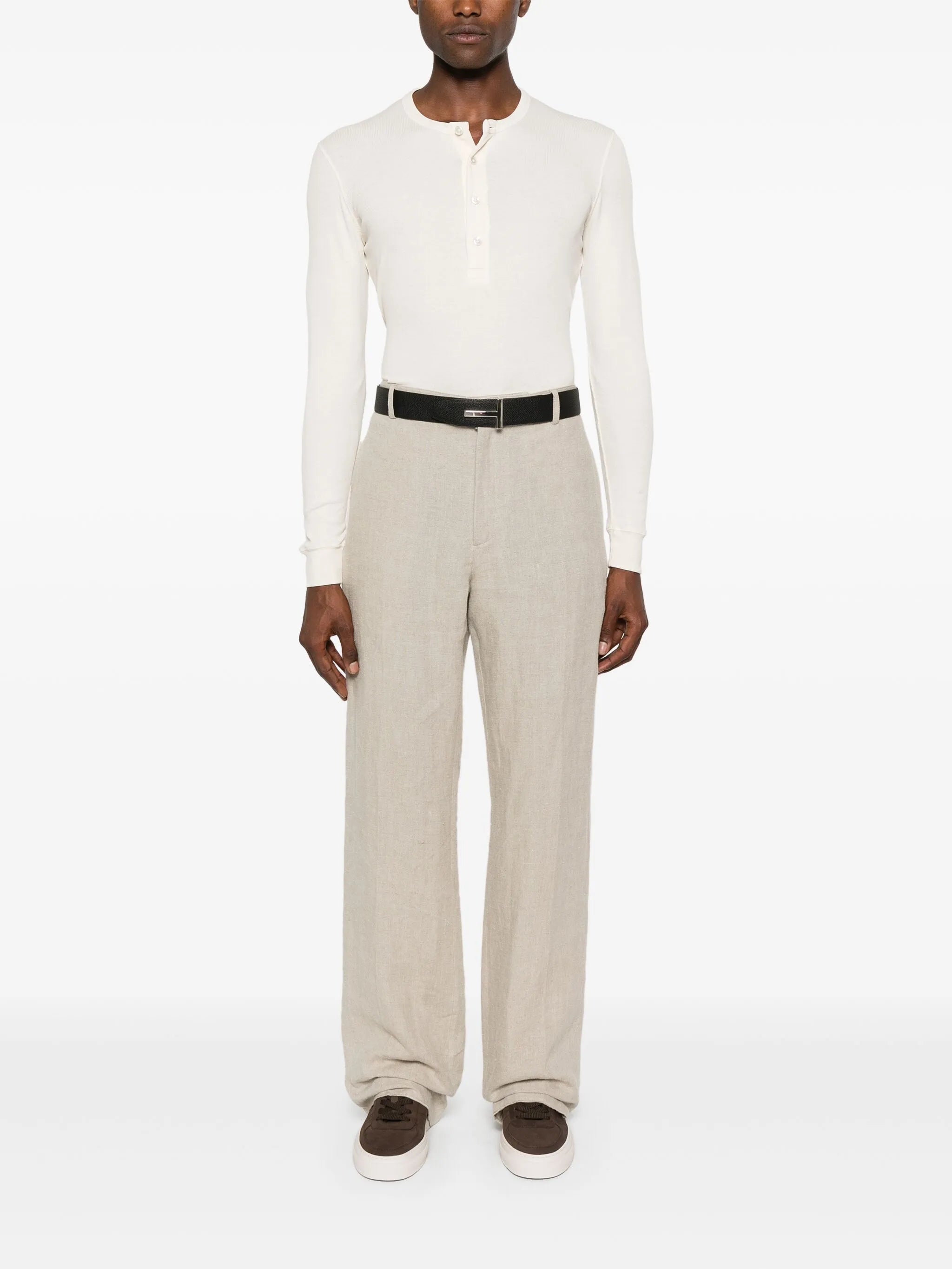 fine-ribbed Henley top