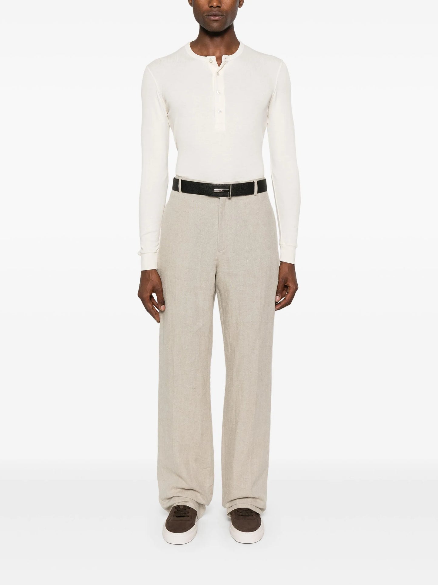 fine-ribbed Henley top