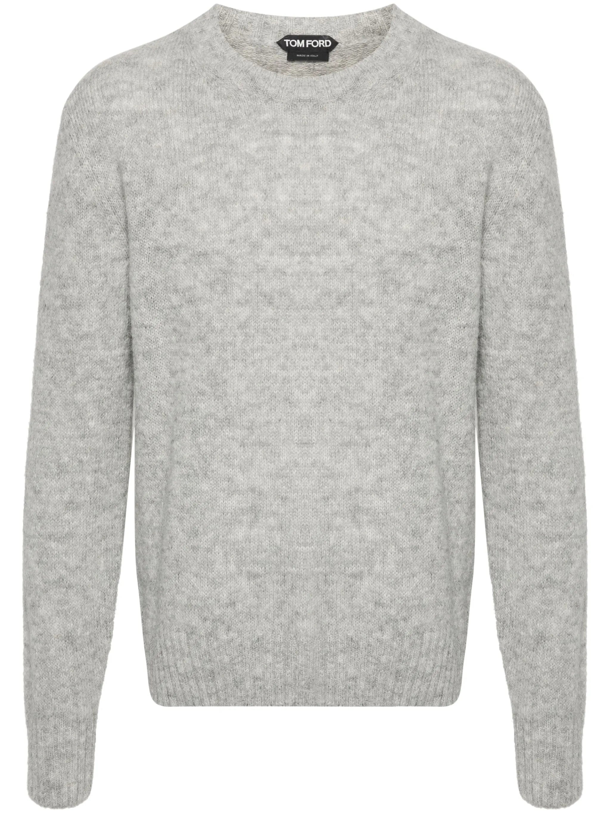 brushed crew-neck jumper