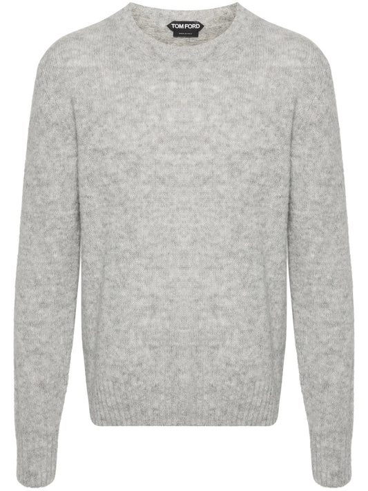 brushed crew-neck jumper
