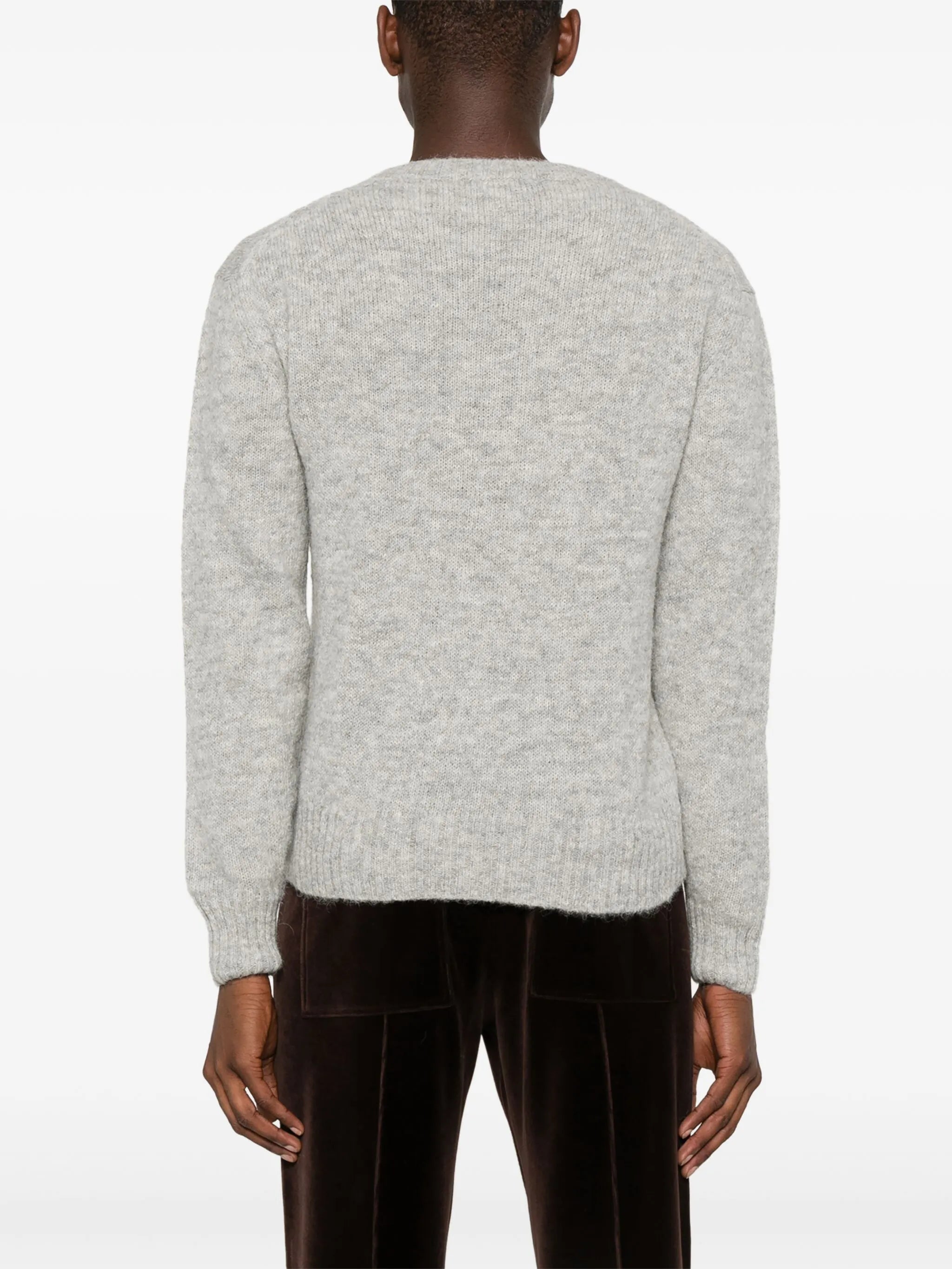 brushed crew-neck jumper
