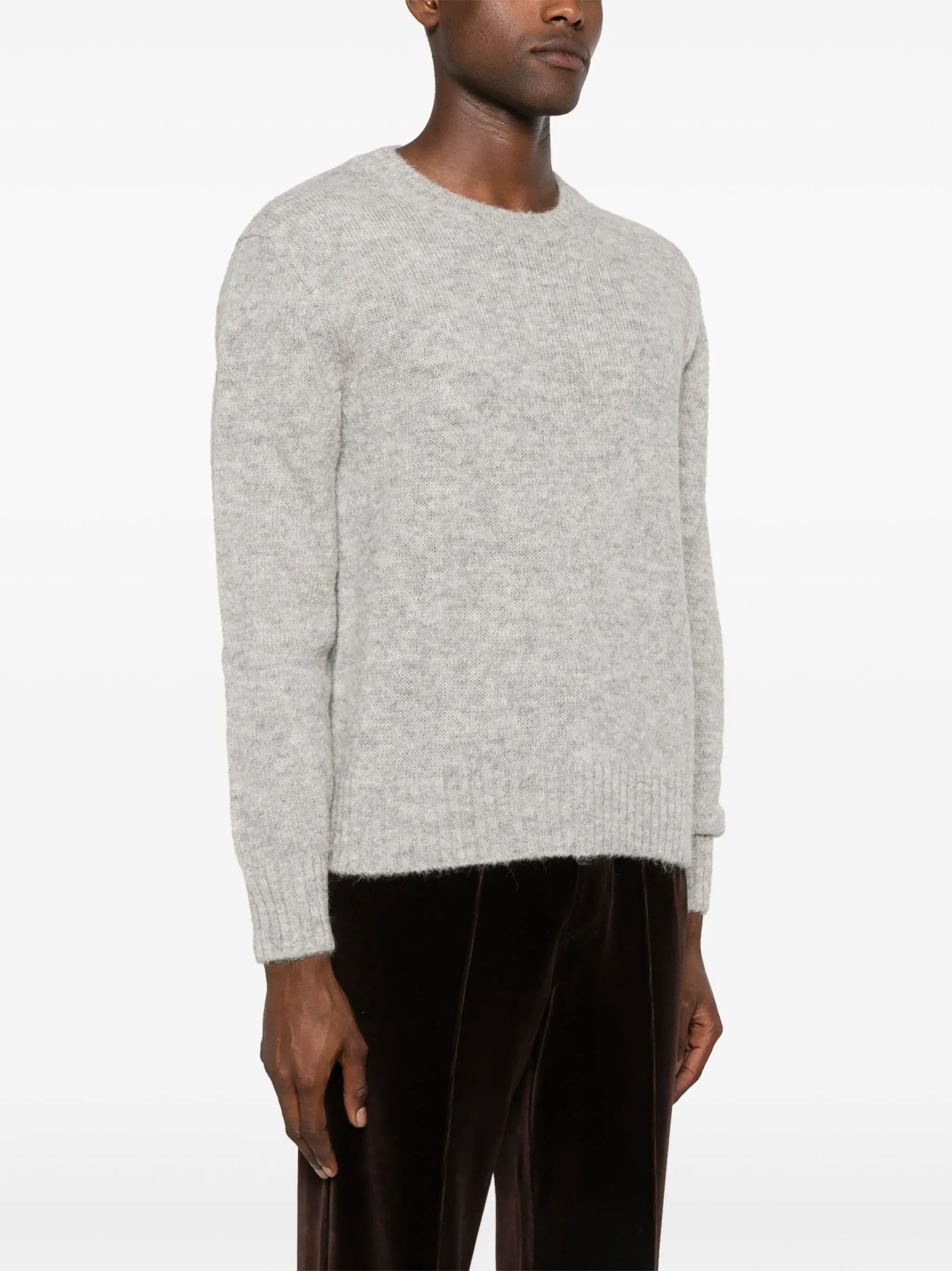 brushed crew-neck jumper