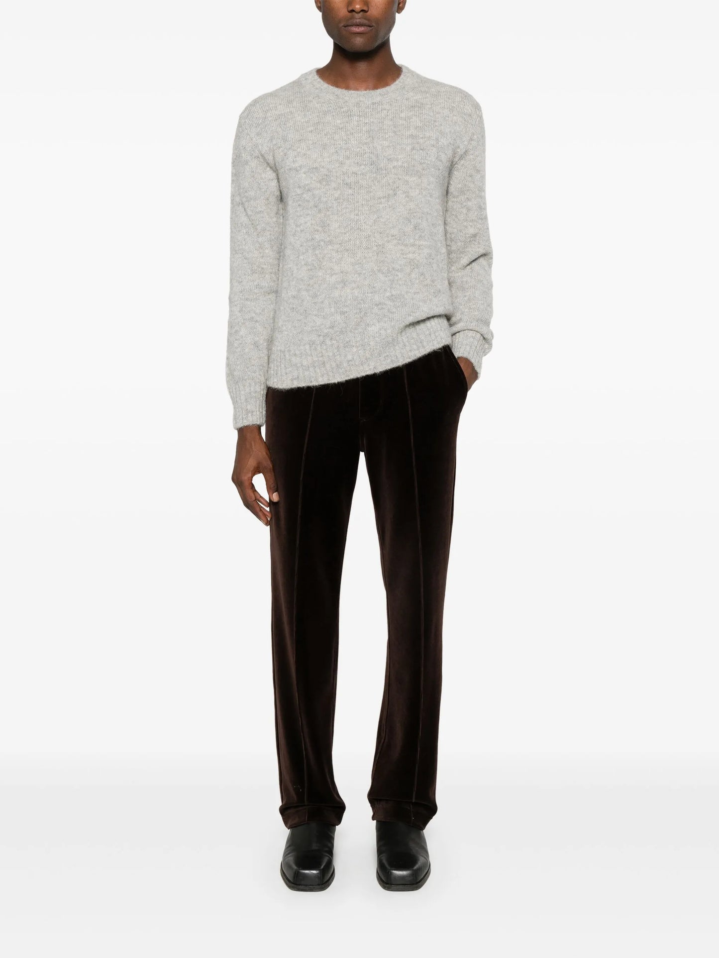 brushed crew-neck jumper