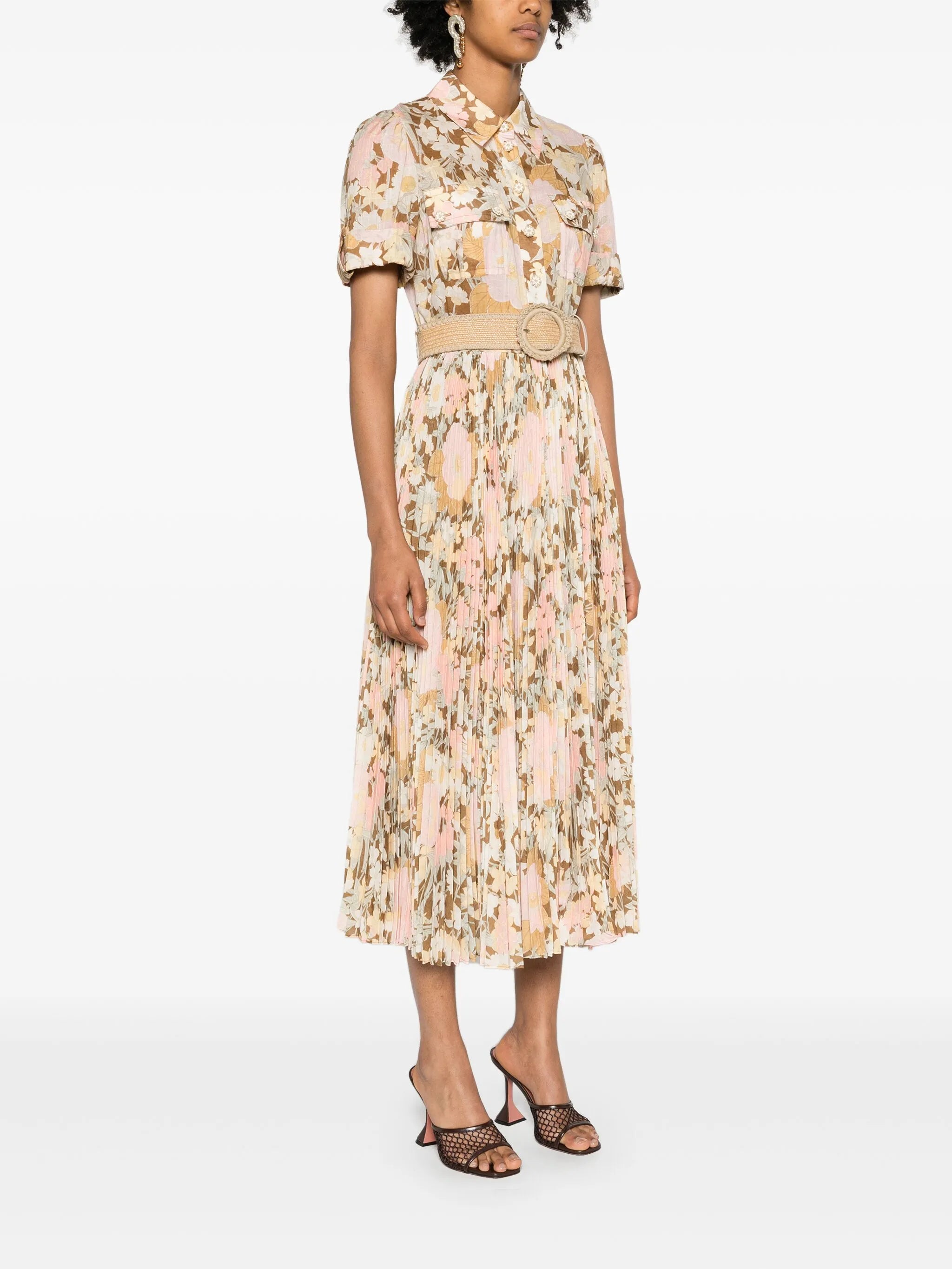 Pop pleated midi dress