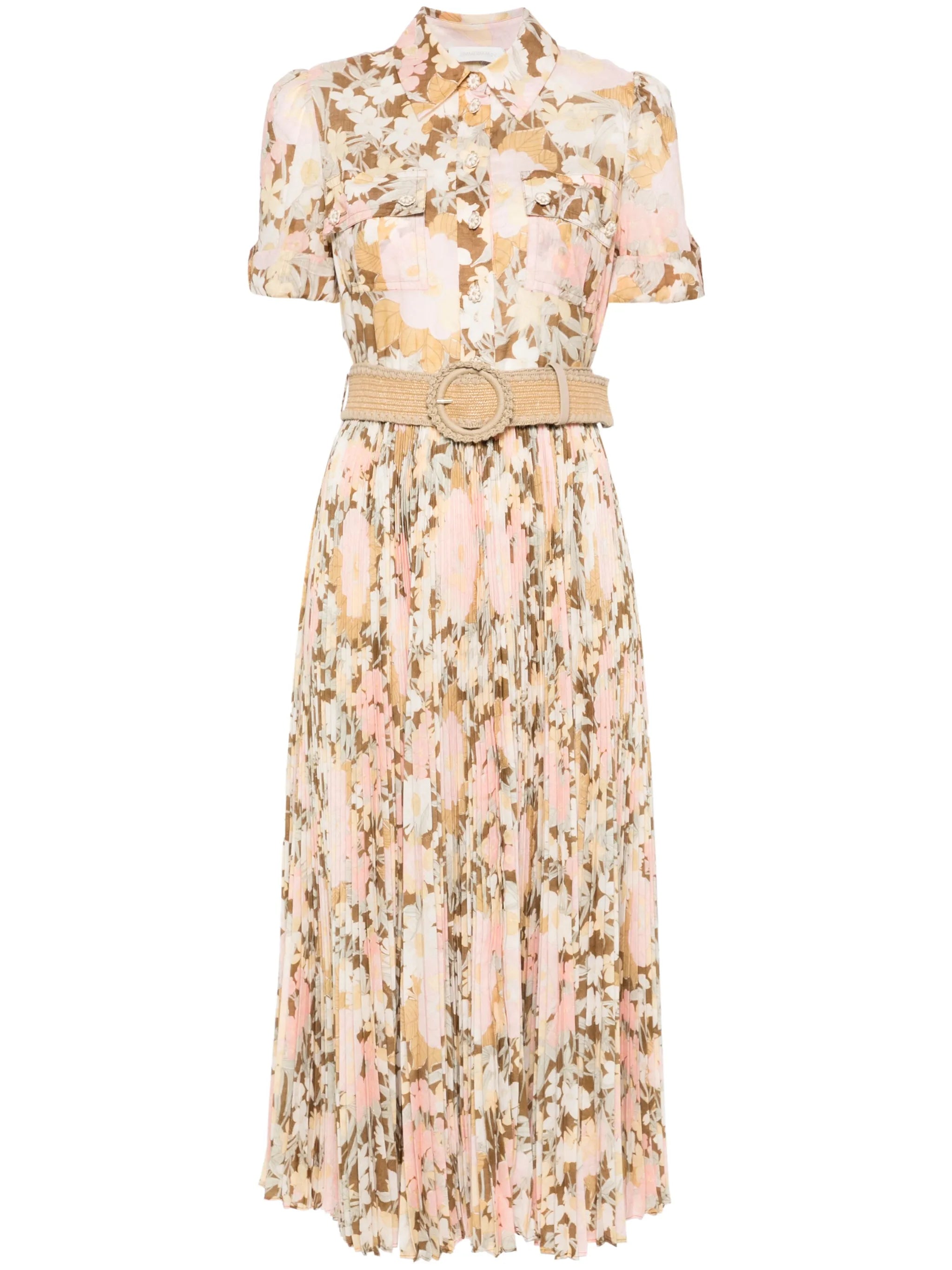 Pop pleated midi dress