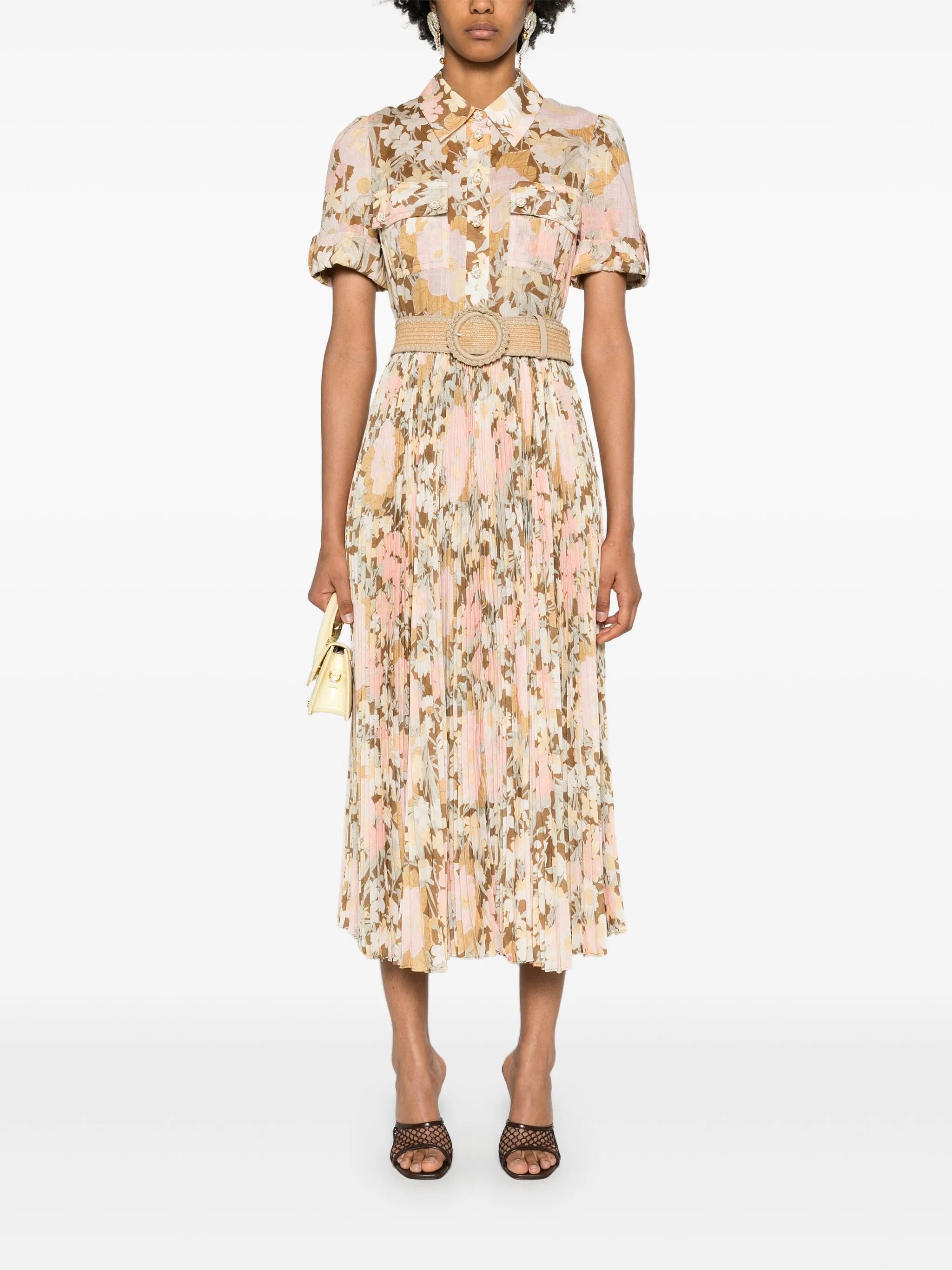 Pop pleated midi dress