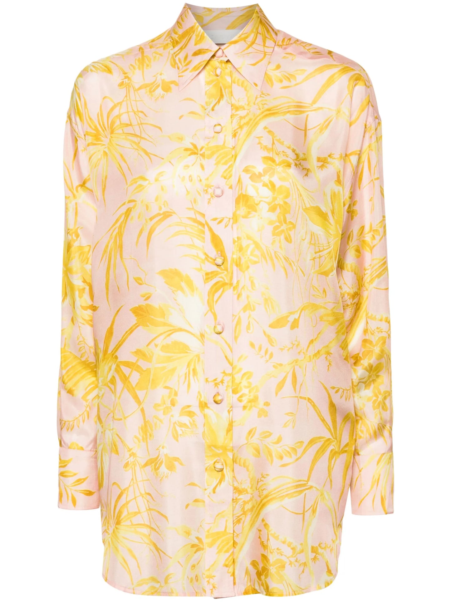 floral-print silk shirt