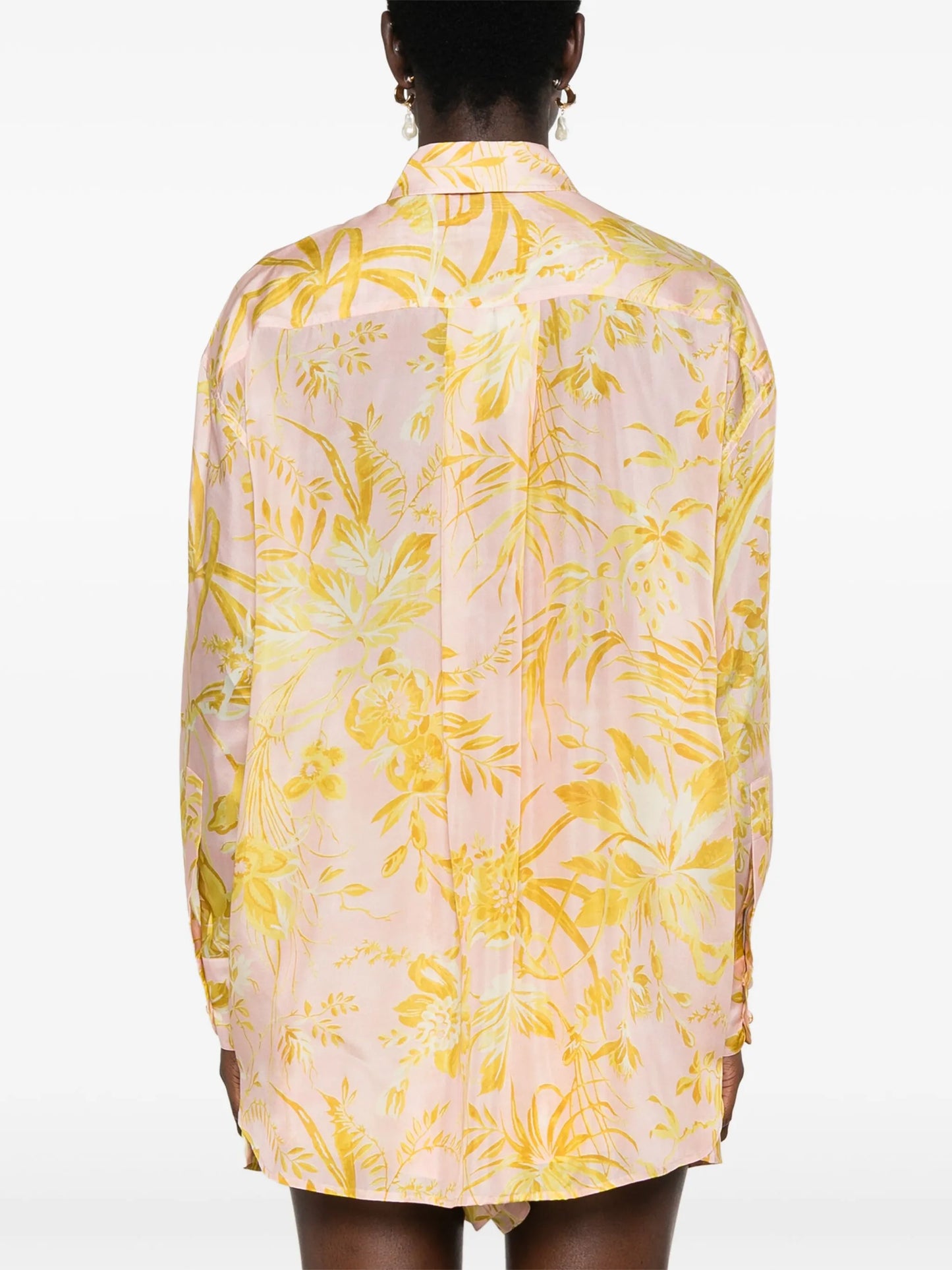floral-print silk shirt
