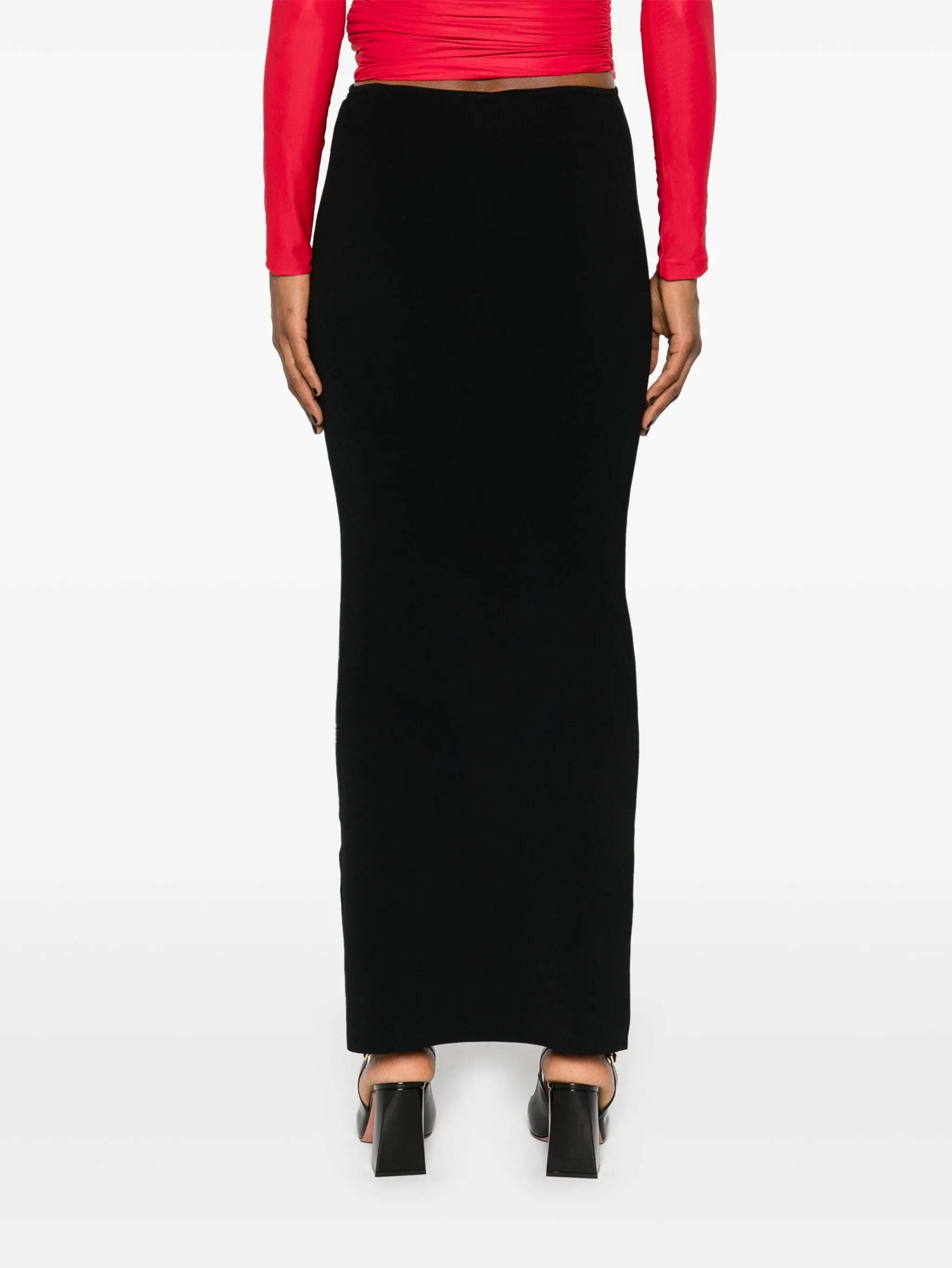 asymmetric-waist midi skirt