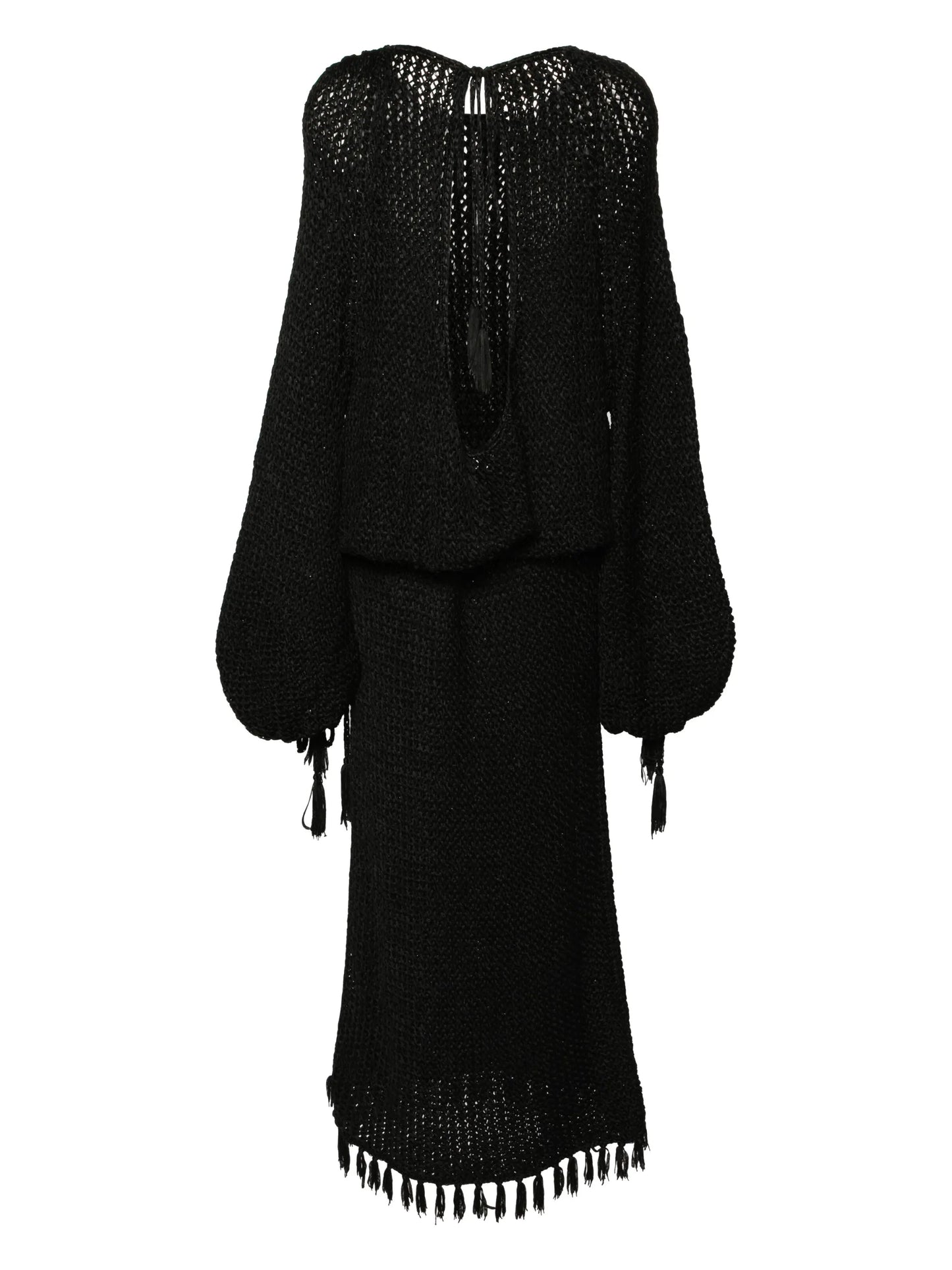 Reagan tasselled open-knit dress