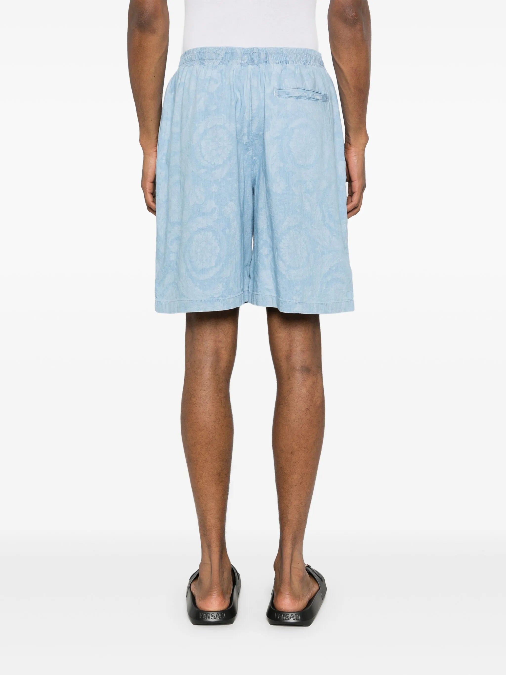 patterned-jacquard chambray shorts