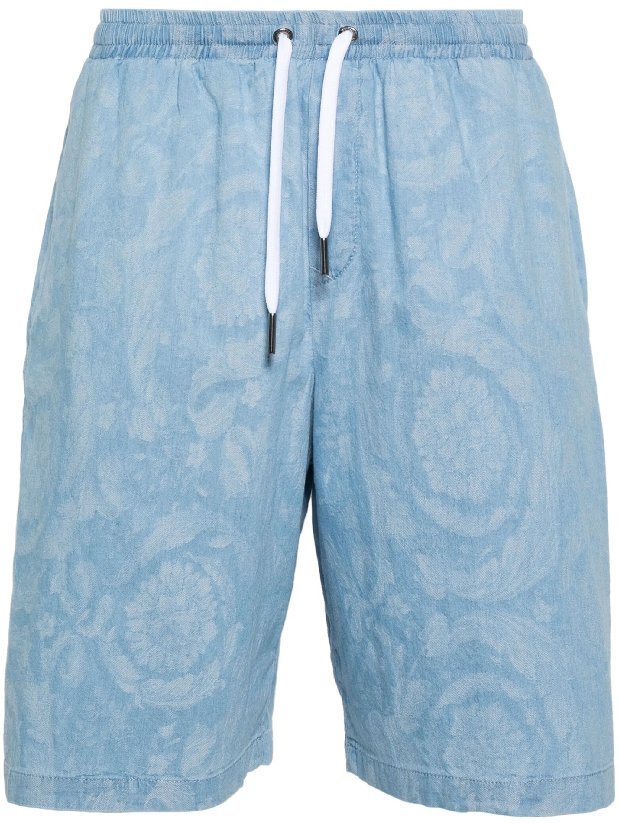 patterned-jacquard chambray shorts