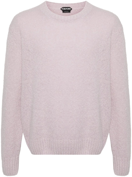 brushed crew-neck jumper